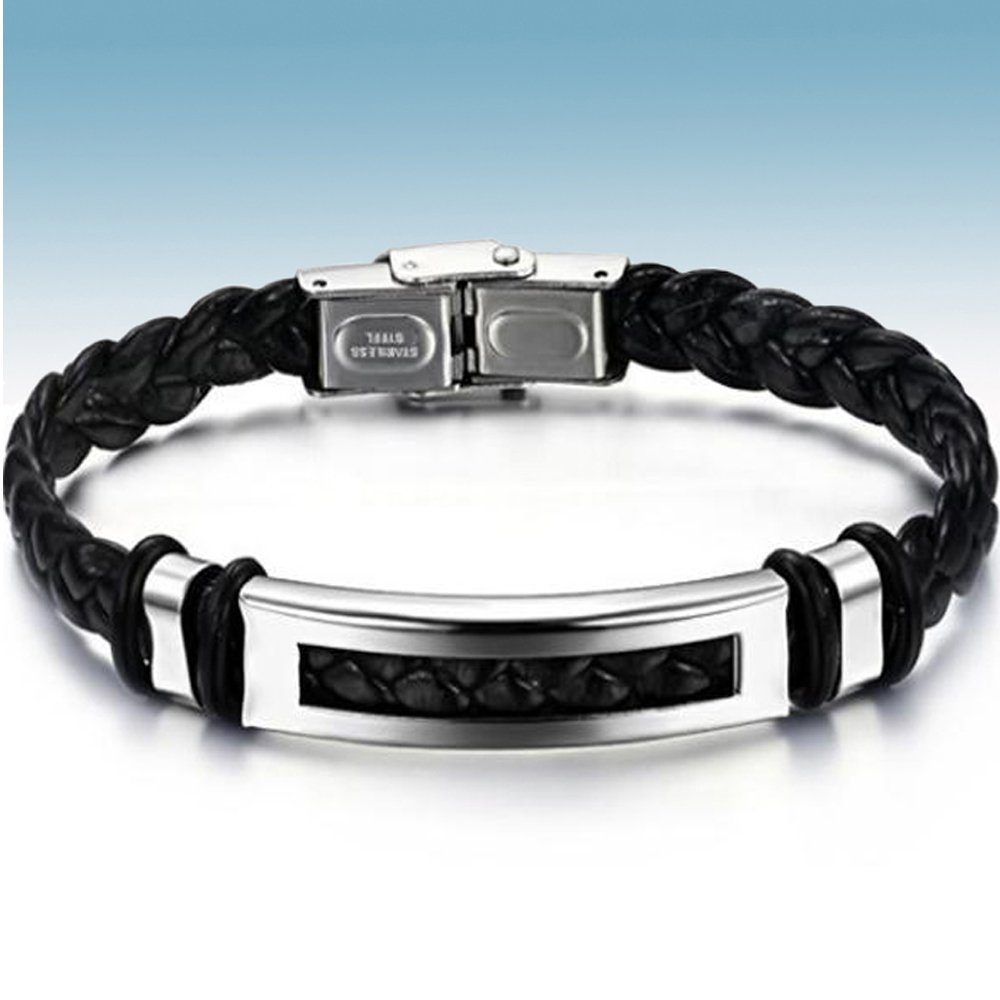 3. Bild von Limana Armband Herren Männer Damen Kunstlederarmband silber schwarz schwarzes, Kunstleder