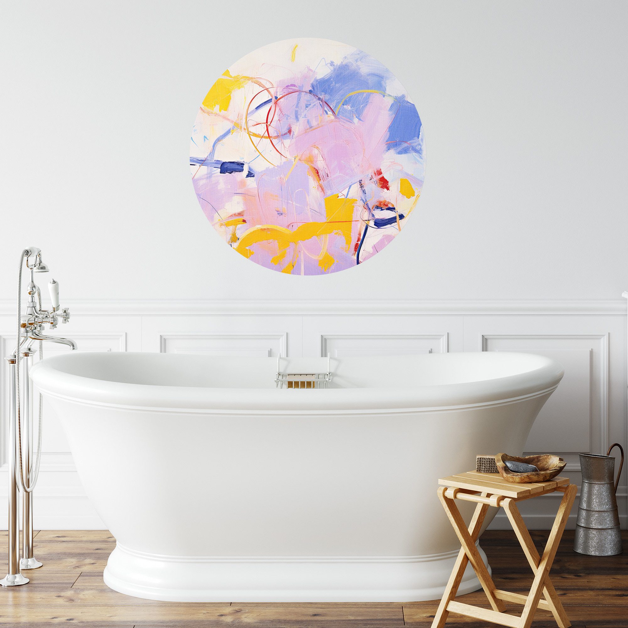 DEQORI Fototapete 'Lila Leichtigkeit', Rund, matte Leinwandstruktur, bedruckt, (1 St), selbstklebend Wandtattoo Motiv Wandtapete Wand Sticker Bild Tapete