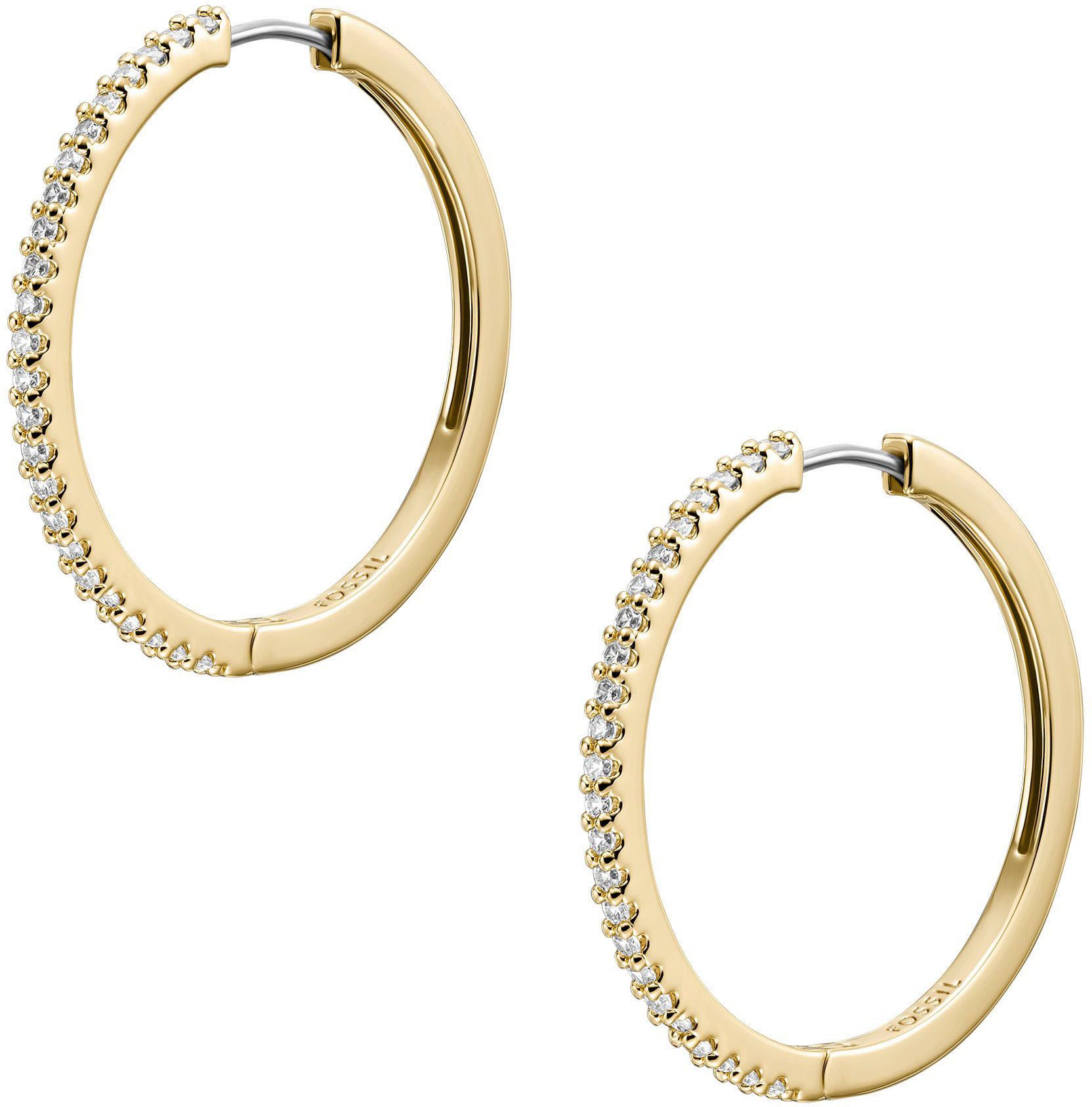 Fossil Paar Creolen Schmuck Geschenk Metall Ohrringe Ellis, mit Zirkonia (synth)