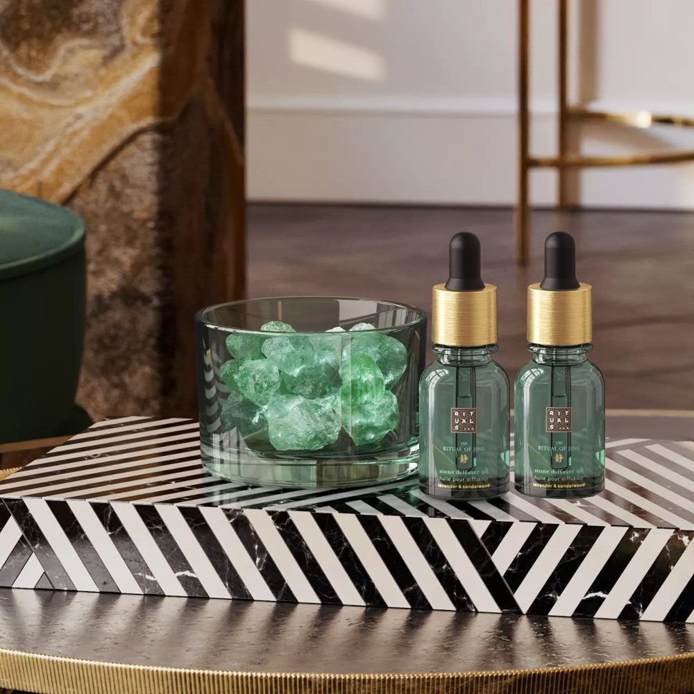 Rituals Raumduft Rituals The Ritual of Jing Stone Diffuser 20ml + Refill 20 ml (Stein-Diffuser mit Refill – Lavendel & Sandelholz für Ruhe & Schlaf), Raumspray
