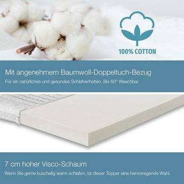 Matratzenauflage Viscotopper Thermo-LUX H2/3 (RG60) 80 x 200 x ... RAVENSBERGER Matratzen, 80x200x9 cm mit Baumwoll-Doppeltuch-Bezug Viscoschaum Topper