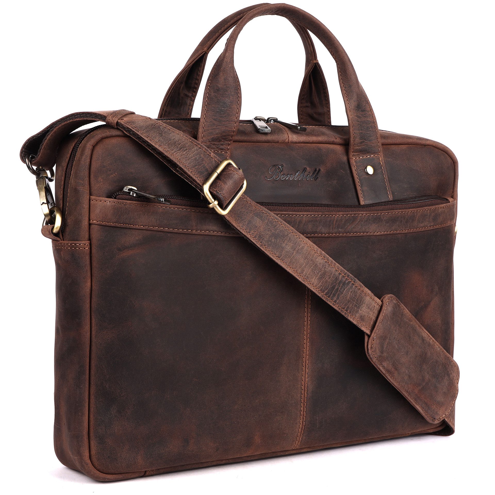 Benthill Aktentasche Echt Leder Laptoptasche Büro Tasche Umhängetasche Schu günstig online kaufen