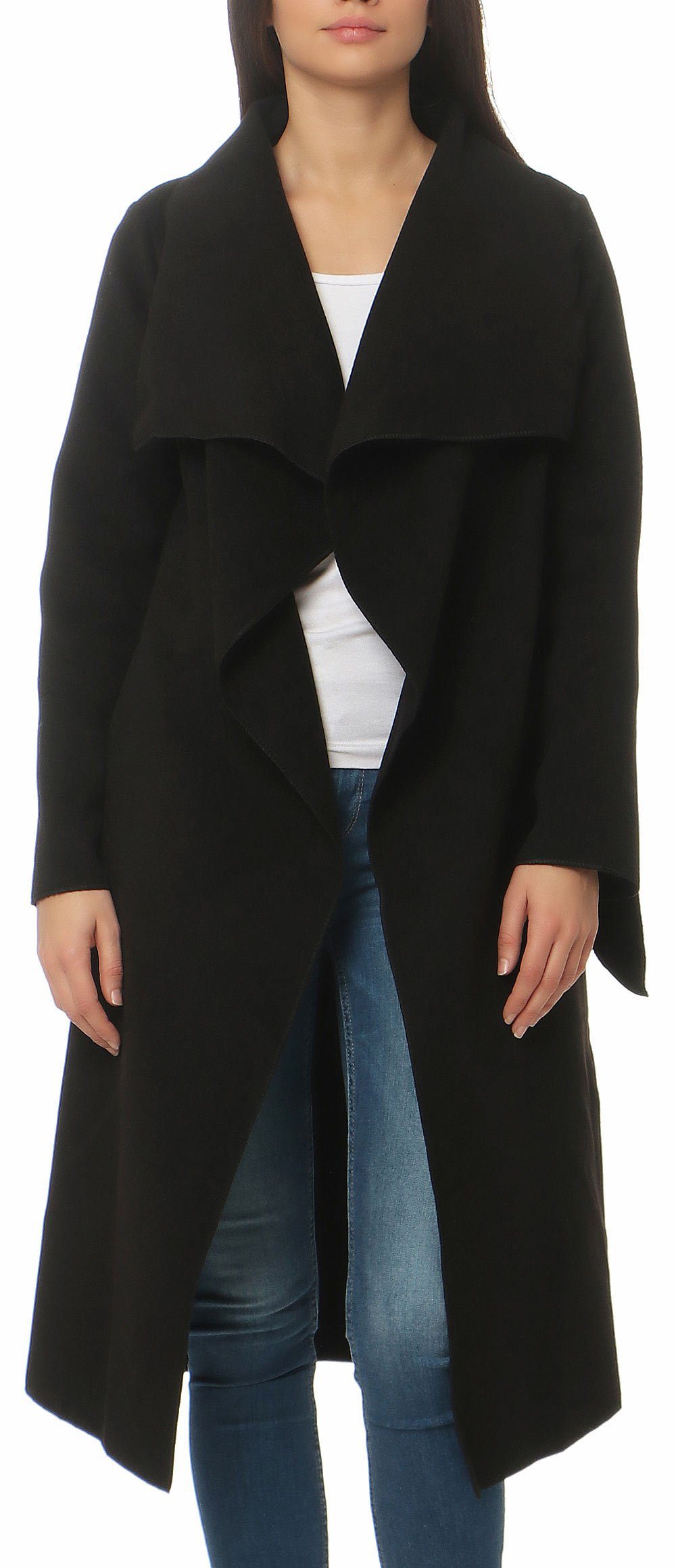 malito more than fashion Langmantel malito Damen Mantel lang mit Wasserfall günstig online kaufen