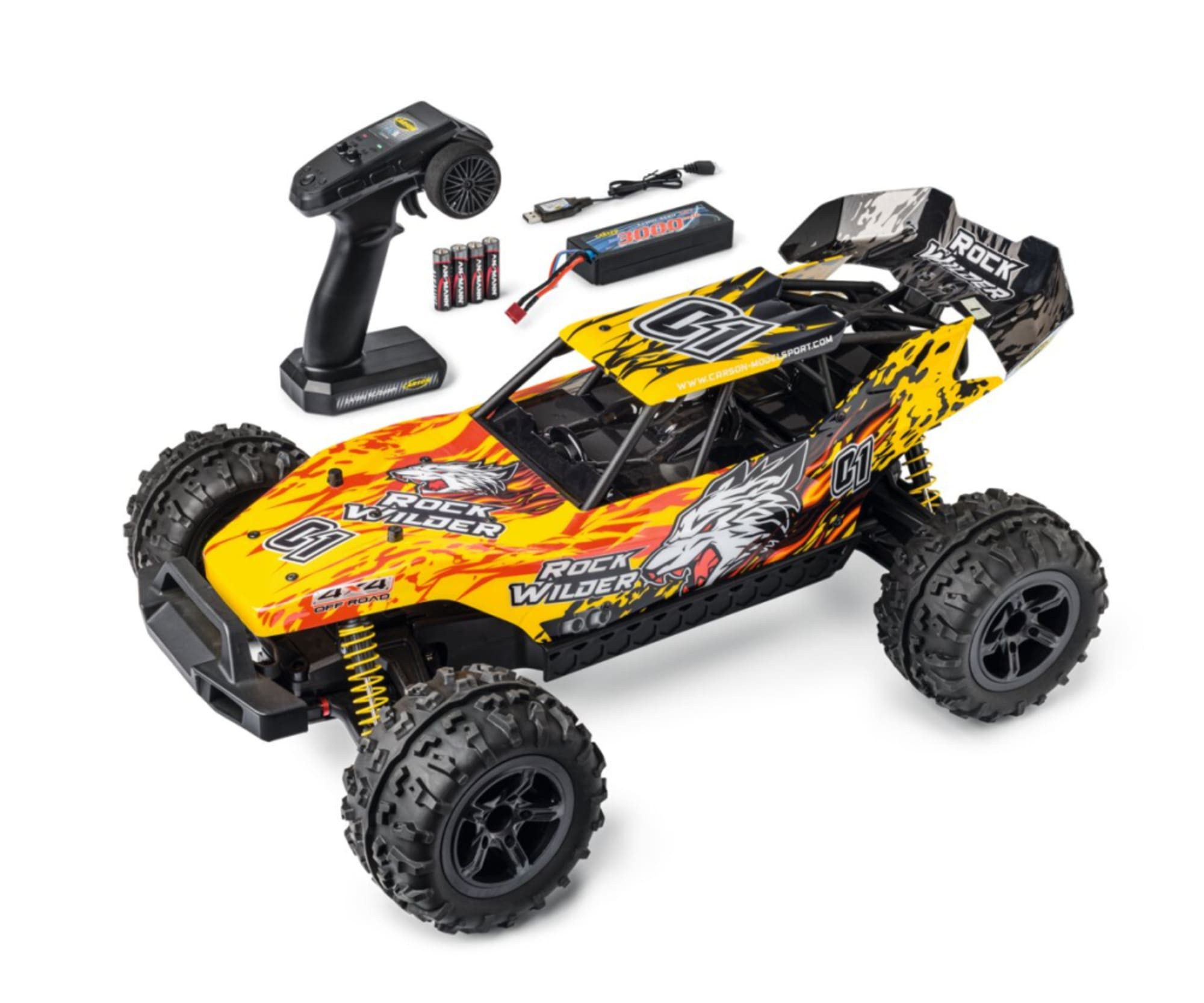 CARSON RC-Buggy Carson 1:8 RC Rock Wilder 100% RTR gelb/rot