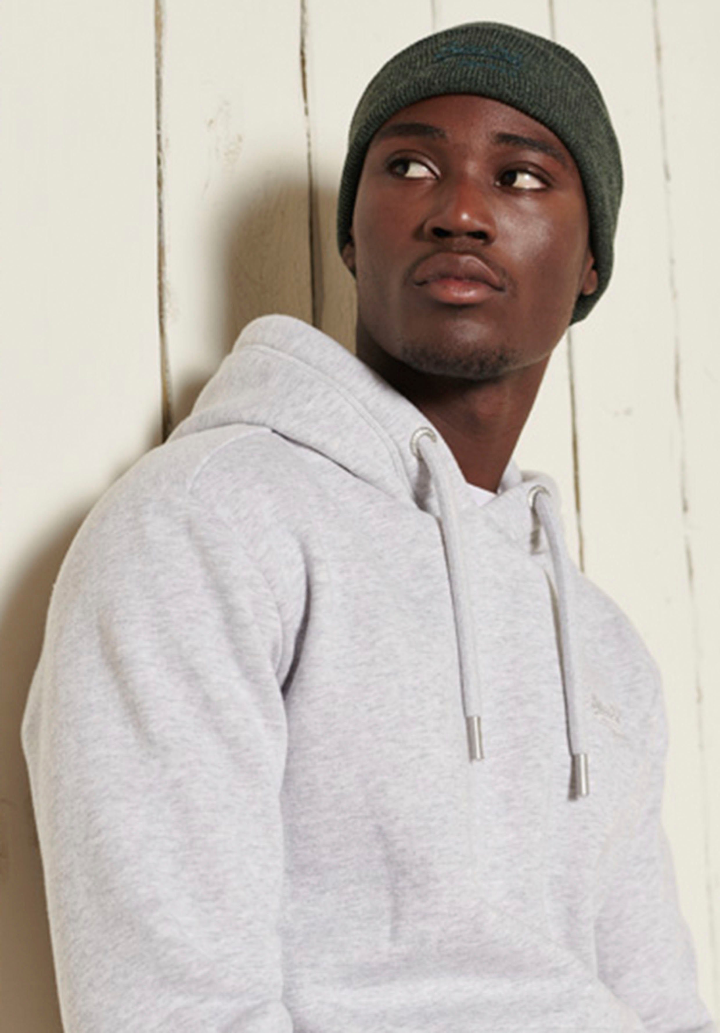 Superdry Kapuzensweatshirt LOGO grey HOOD marl EMB