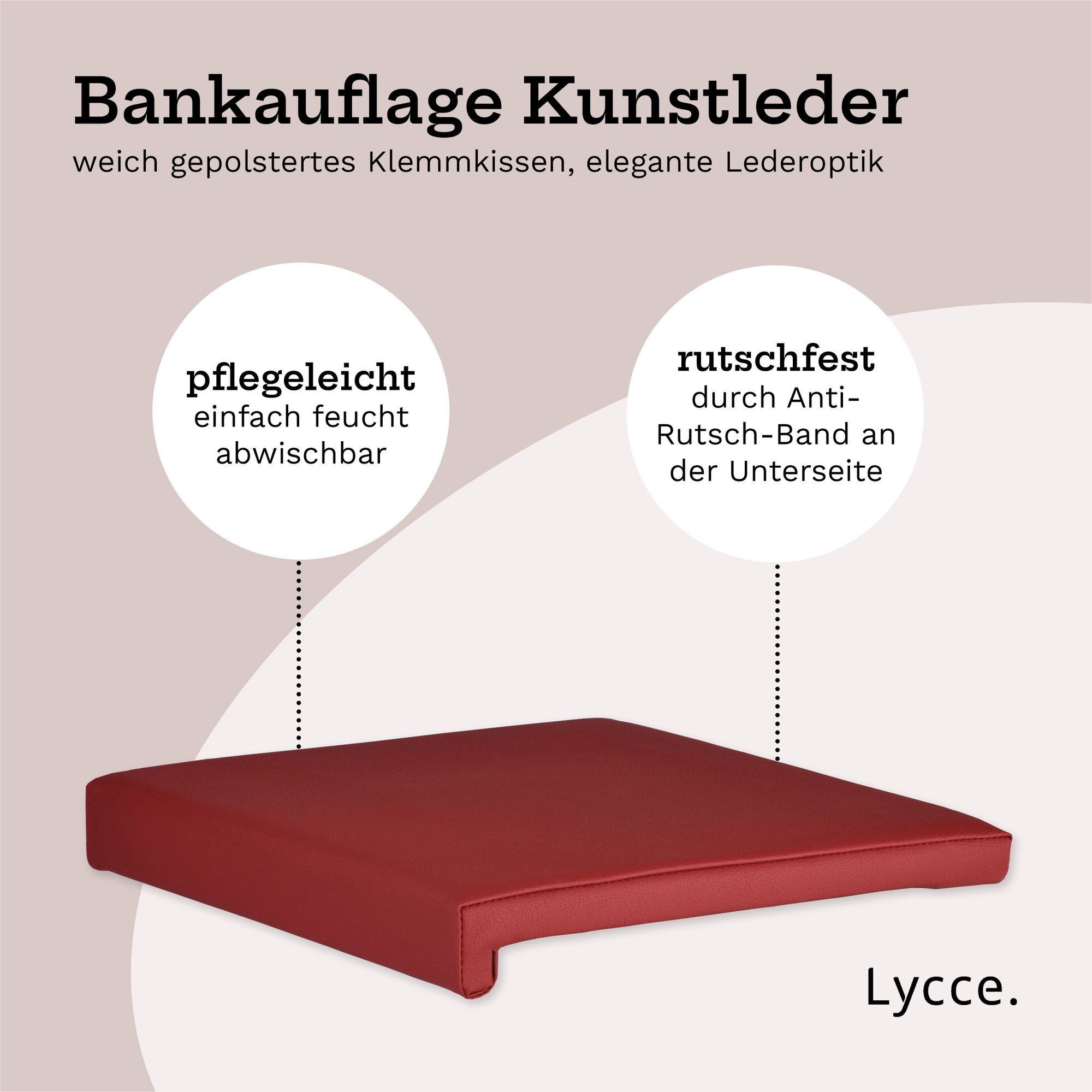 Lycce Bankauflage Klemmkissen, Sitzkissen 1 Leiste, 35cm Klemmtiefe, weich gepolstert, (1 St), verrutscht nicht, hochwertiger Kunstlederbezug, verschiedene Farben