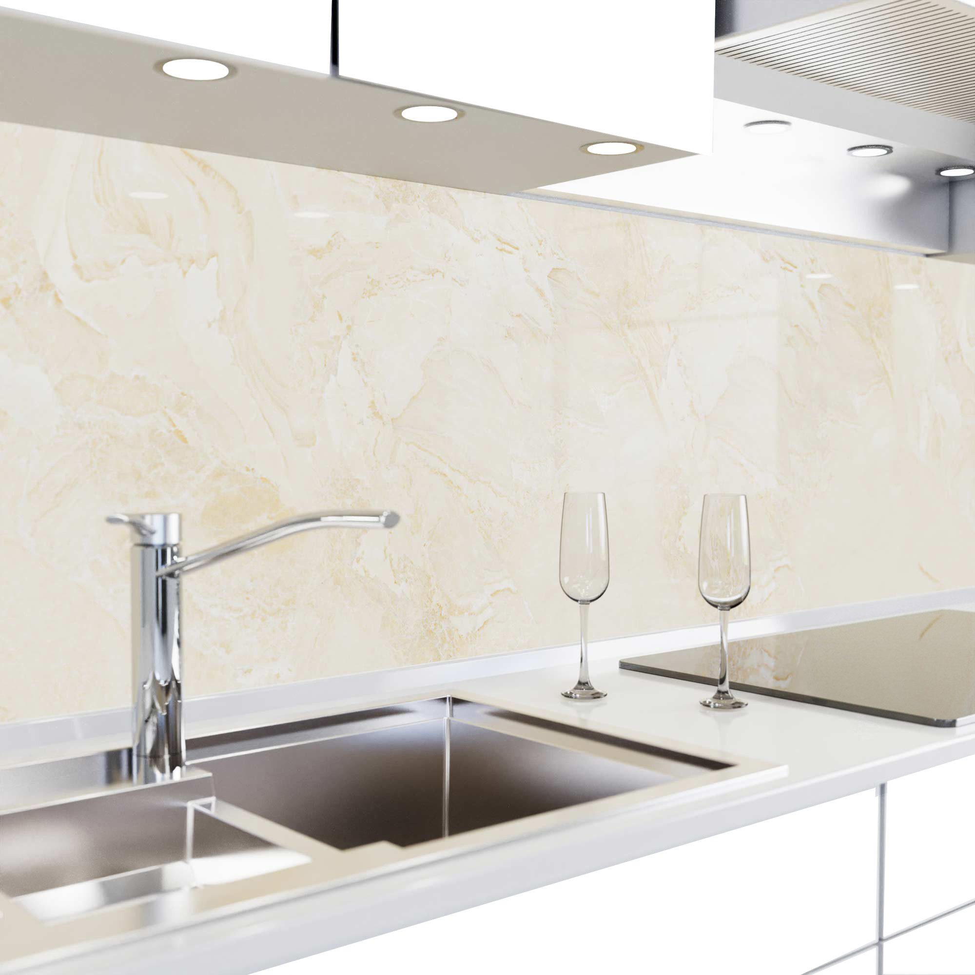 danario Küchenrückwand Folie selbstklebend - Matt - Spritzschutz Küche - versteift & robust