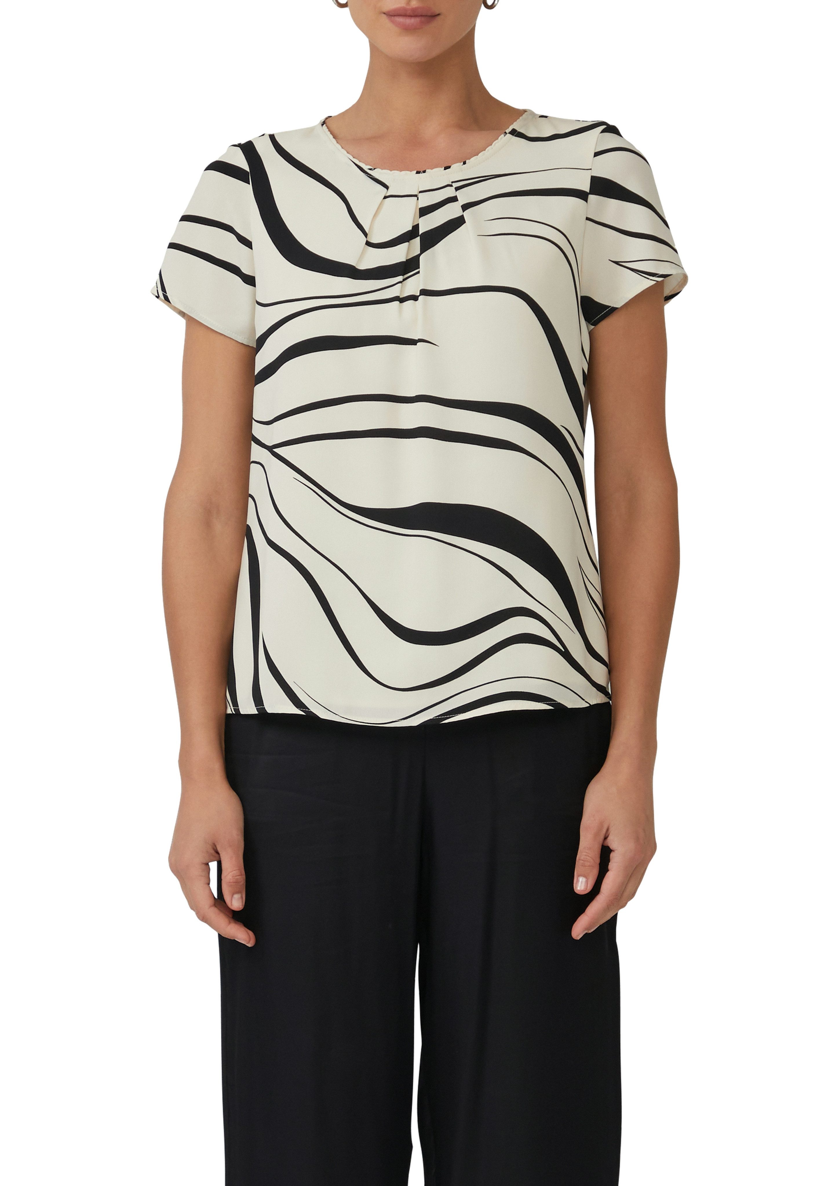 s.Oliver BLACK LABEL Kurzarmbluse mit All-Over günstig online kaufen