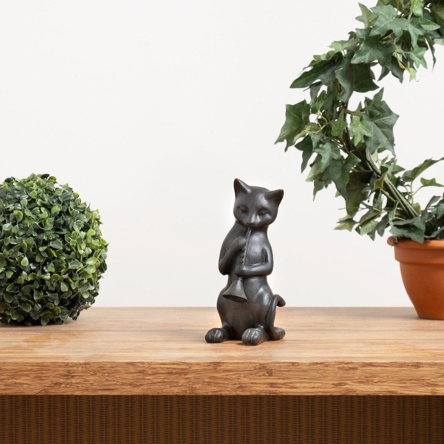 Musikinstrume, Dekofigur schwarz Dekoelement aus Katze Figuren Klarinette Dekoration aus Dekofigur spielt Polyresin Polyresin Moritz Deko-Figur