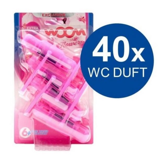 WOOM WC Steine Set 40 Stück Duft Einhänger WC-Reinigung Tabs Duftspüler WC-Reiniger (Kraft Aktiv Duftspüler Frische Anti-Kalk Effekt Duftsteine für langanhaltend frischen Duft flowers, [- Duftspüler WC Reiniger für Reinigung bei jeder Spülung)