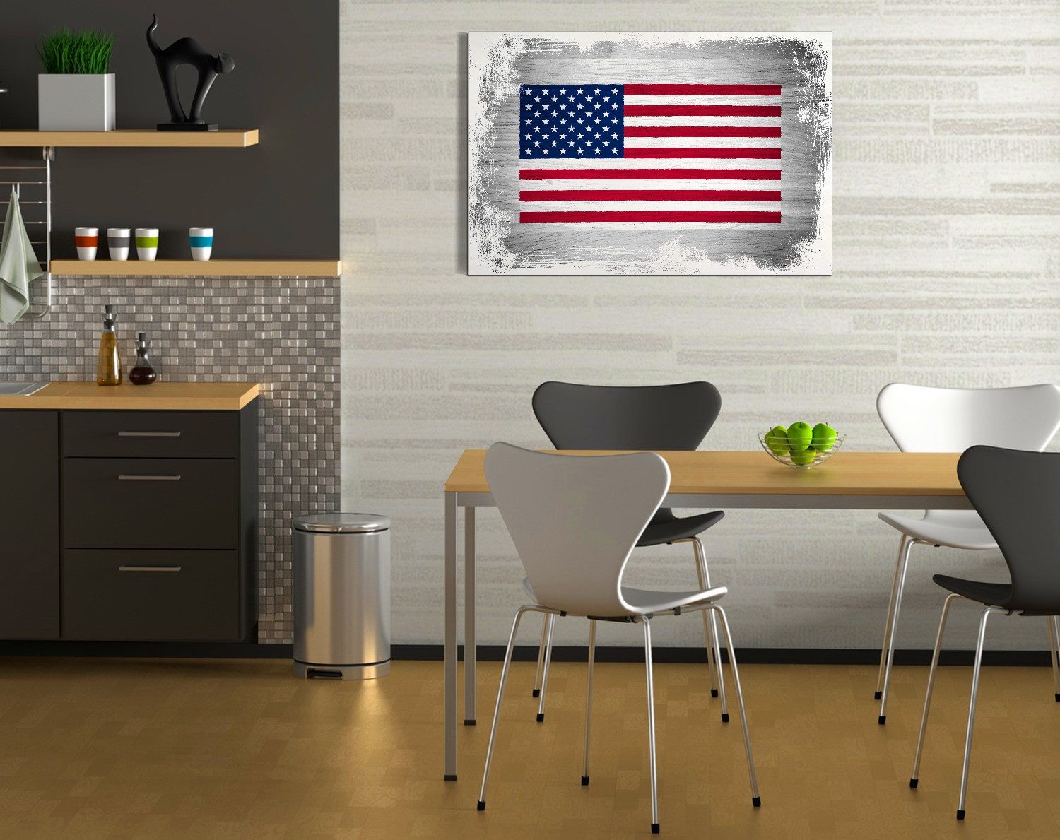 Wallario Holzbild, USA Flagge auf Holz, in verschiedenen Ausführungen