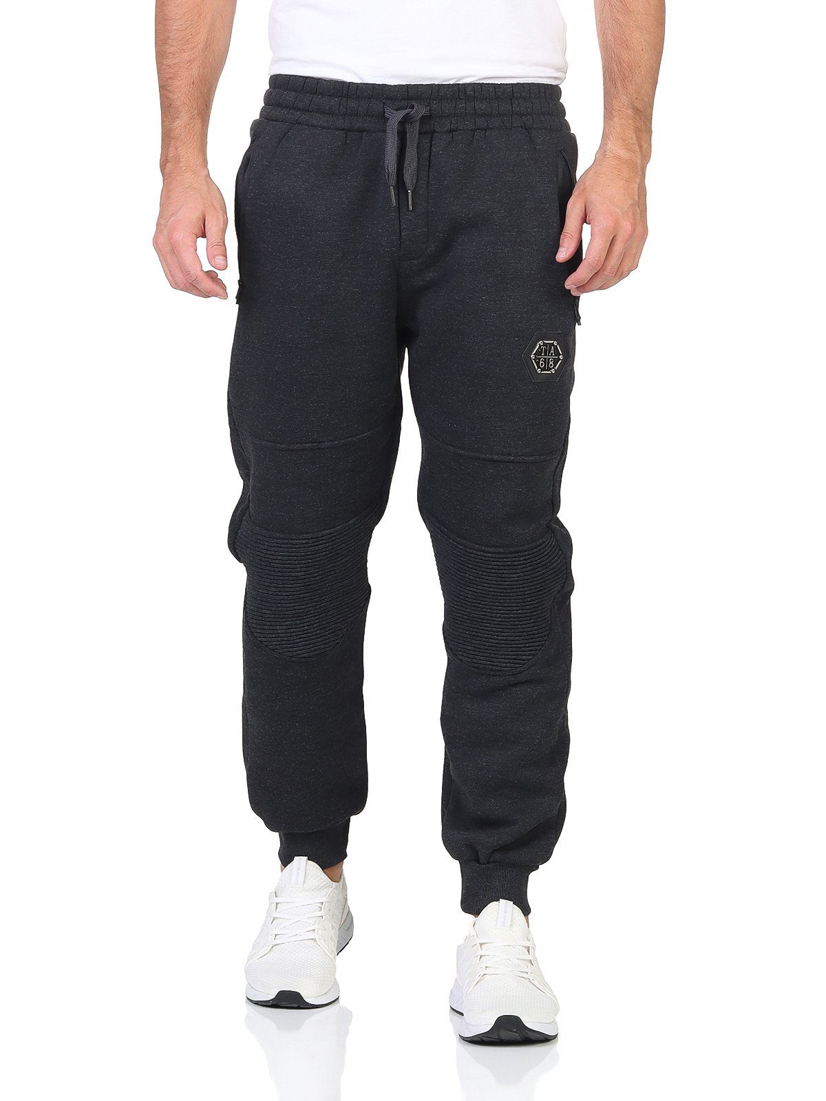 OriginalYou Jogginghose Jogginghose gefüttert Herren warme Winter Sweathose Schnürung Wärmendes Innenfleece, Seitentaschen mit Reißverschluss Dunkelgrau