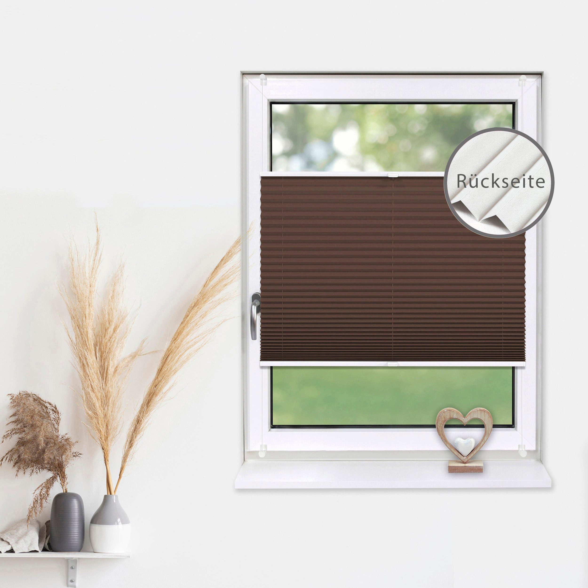 Deco-Raum Plissee Thermo Basic, abdunkelnd, Klemmträger, auf dem Fenster-/Türrahmen, Klemmfix, einfache Montage, in verschiedenen Farben und Größen ohne Bohren