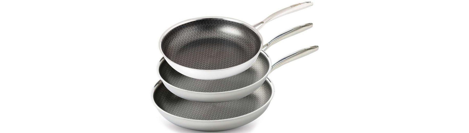 HENSSLER SCHNELLE NUMMER Bratpfanne, Edelstahl (Set, 3tlg), Wabenstruktur und