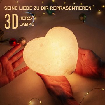 yozhiqu LED Nachtlicht LED-Tischlampe 3D wiederauflichtbare Herzform-Nachtlicht Fernbedienung, 3D-Effekt, wiederaufladbar, Herzform, inklusive Fernbedienung