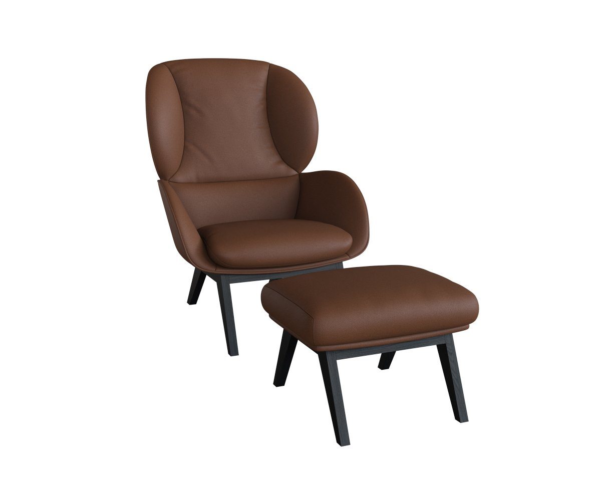 FLEXLUX Ohrensessel Adria Designsessel, Loungesessel, Stil & Komfort, organische Form, Fuß Holz schwarz
