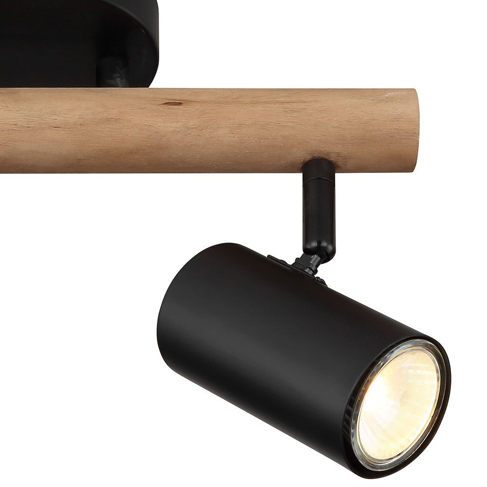 beweglich Wohnzimmerlampe cm Leuchtmittel L Holz Flammig Spots nicht 31 Deckenstrahler, Deckenleuchte Globo 2 inklusive,