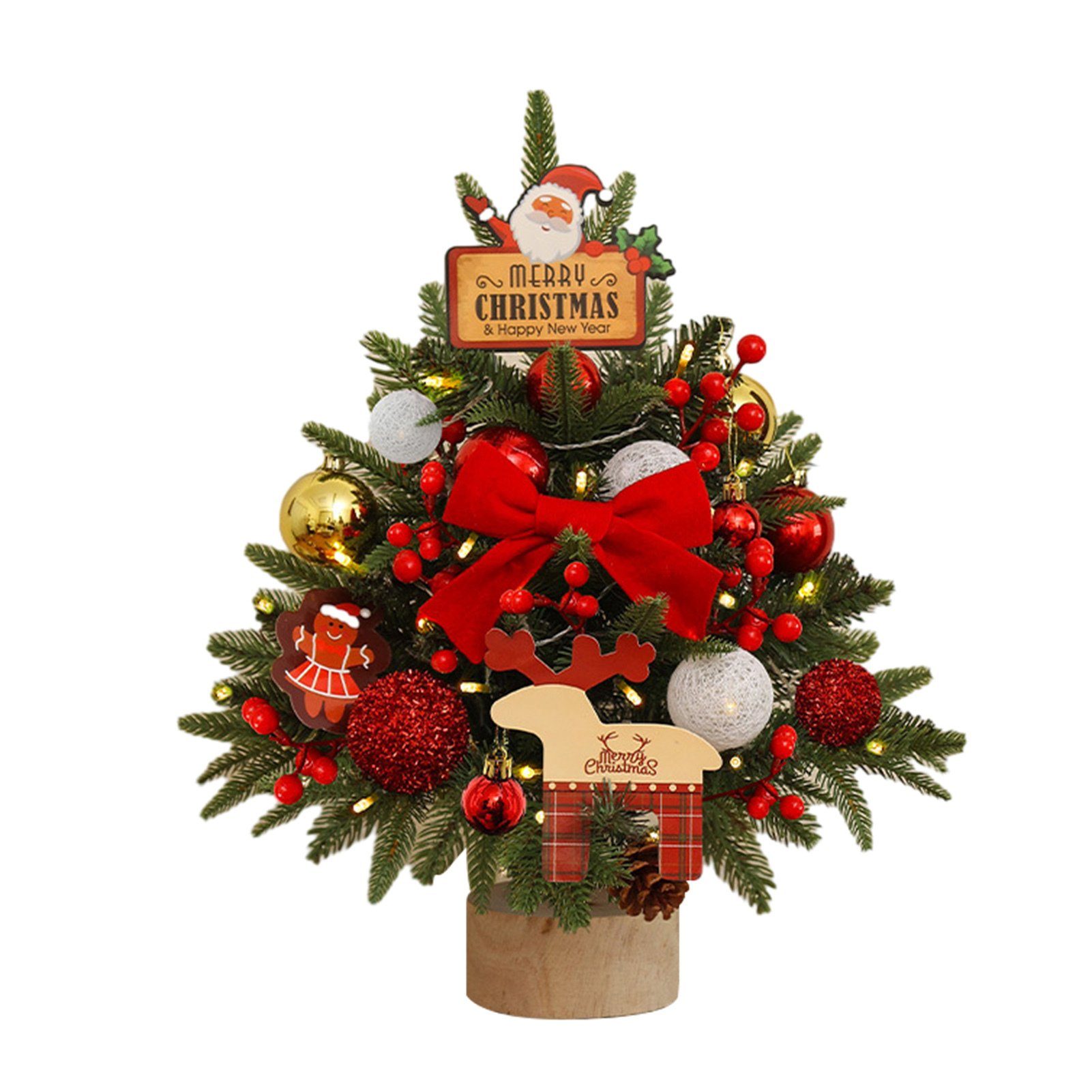 Blusmart Künstlicher Weihnachtsbaum Kleiner 45 Cm Großer Tisch-Weihnachtsbaum Mit Mehrfarbigem Dekor, Künstlicher Weihnachtsbaum cherry red | Künstliche Weihnachtsbäume