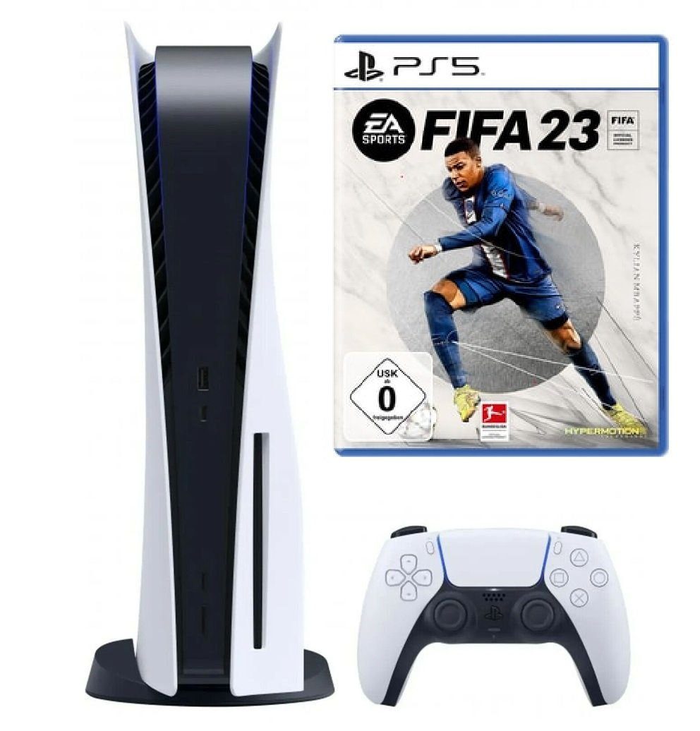 Playstation Playstation 5 Konsole Disk Laufwerk + FIFA 23 PS5 Spiele-CD,  Blu-ray Disc Version - Playstation Bundle Set
