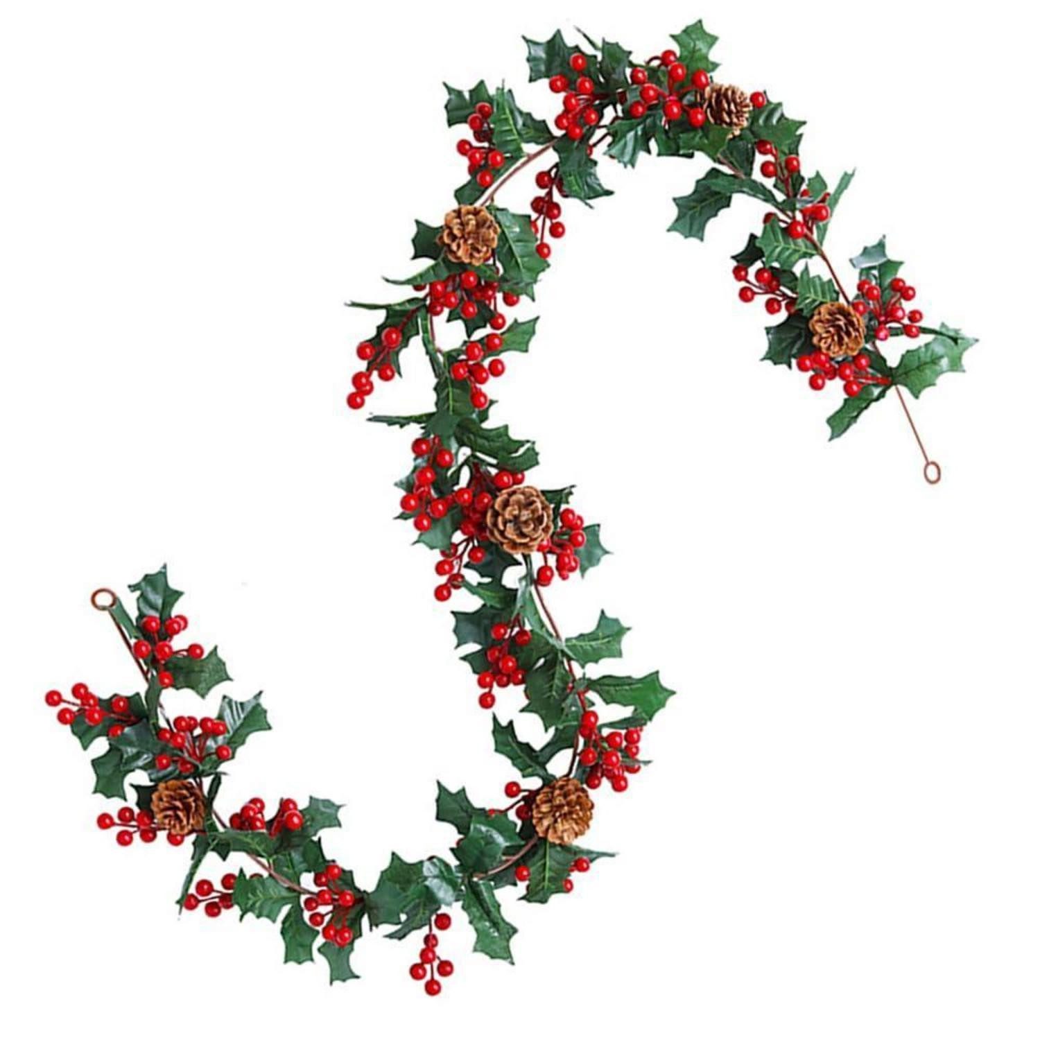 LuxusKollektion Girlanden Girlande Weihnacht 175cm Rot Beeren Kunst Pflanze