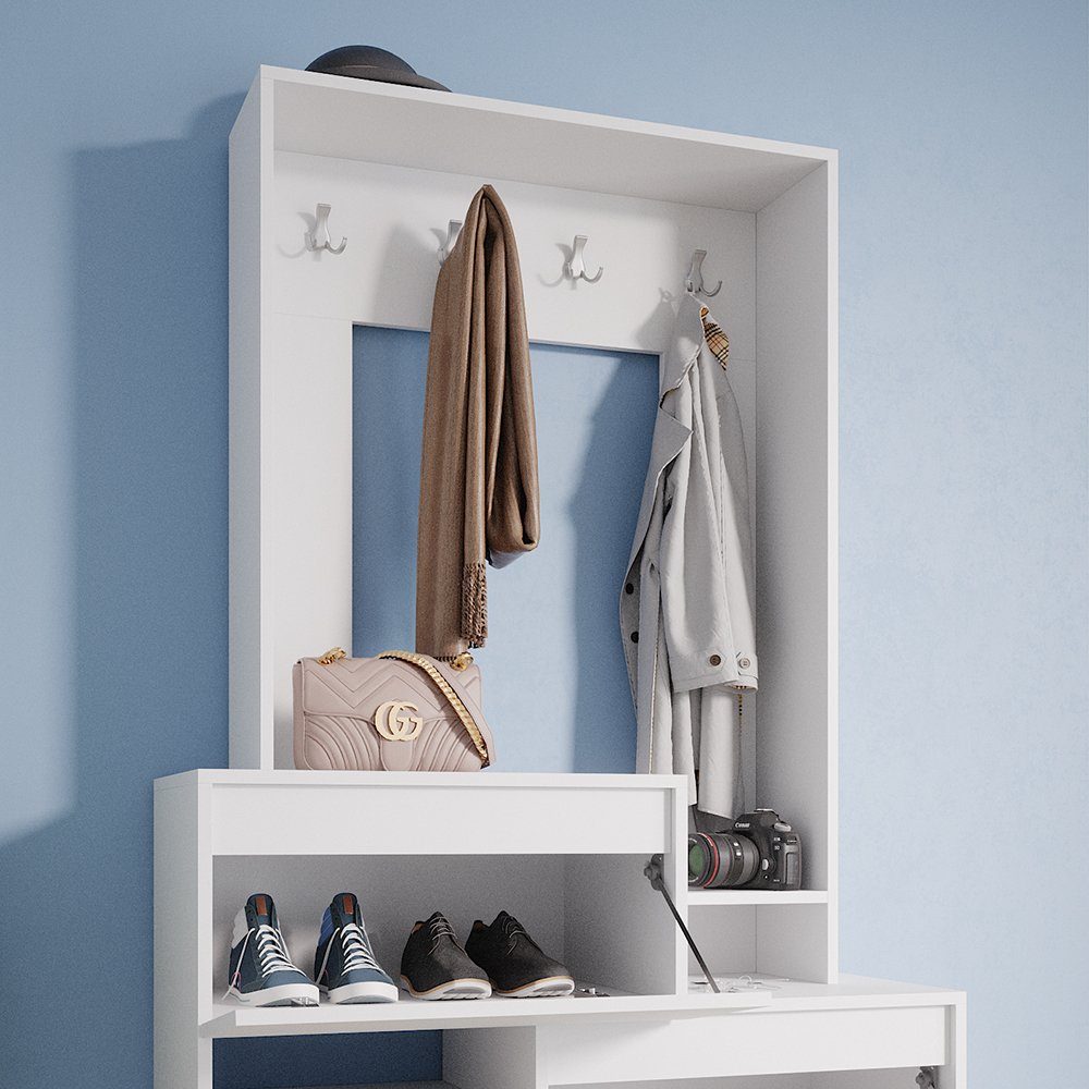 Wandgarderobe Flurkommode EVIA Set) Weiß (kein Vicco Flurgarderobe