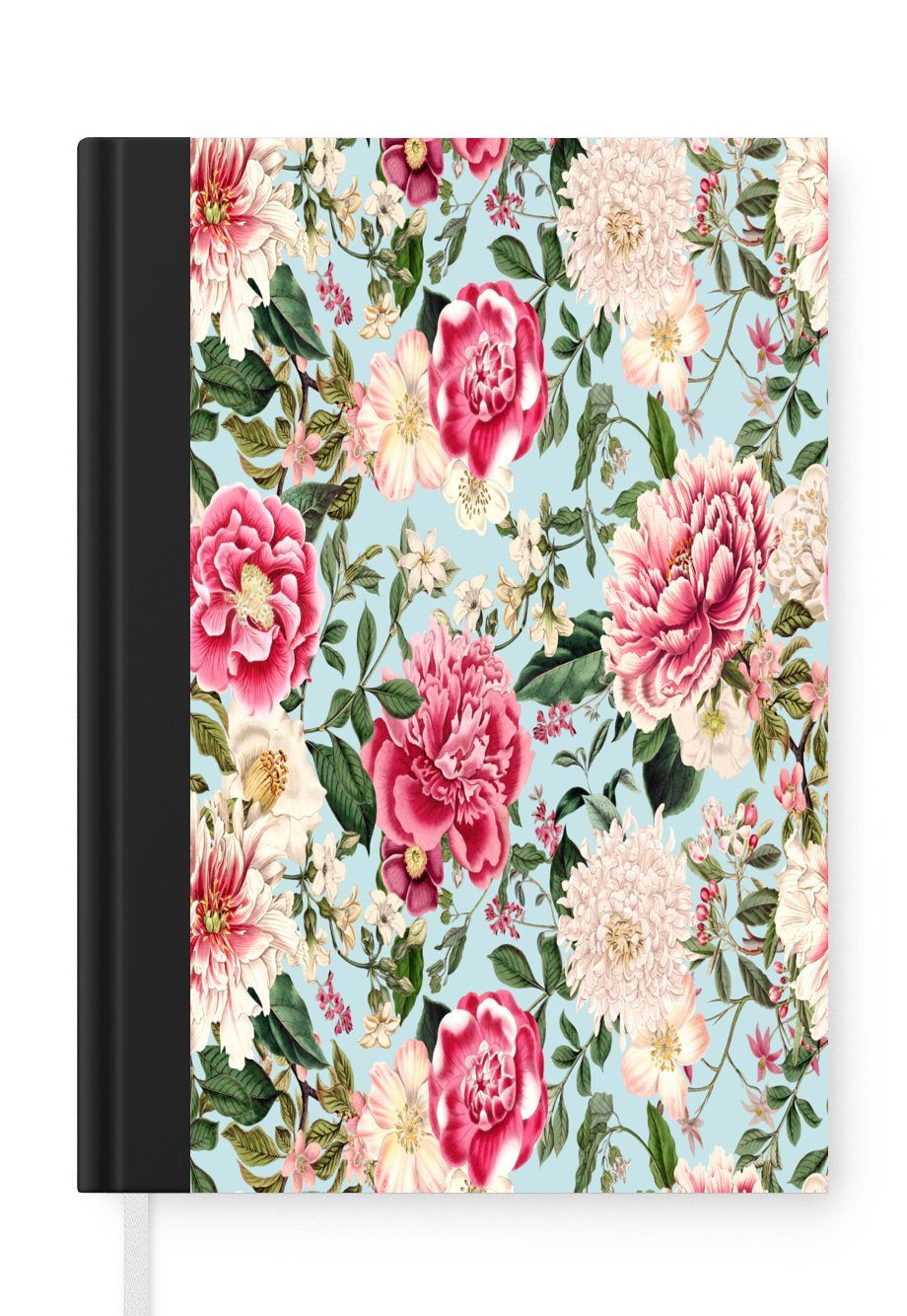 MuchoWow Notizbuch Blumen - Rosa - Muster, Journal, Merkzettel, Tagebuch, Notizheft, A5, 98 Seiten, Haushaltsbuch