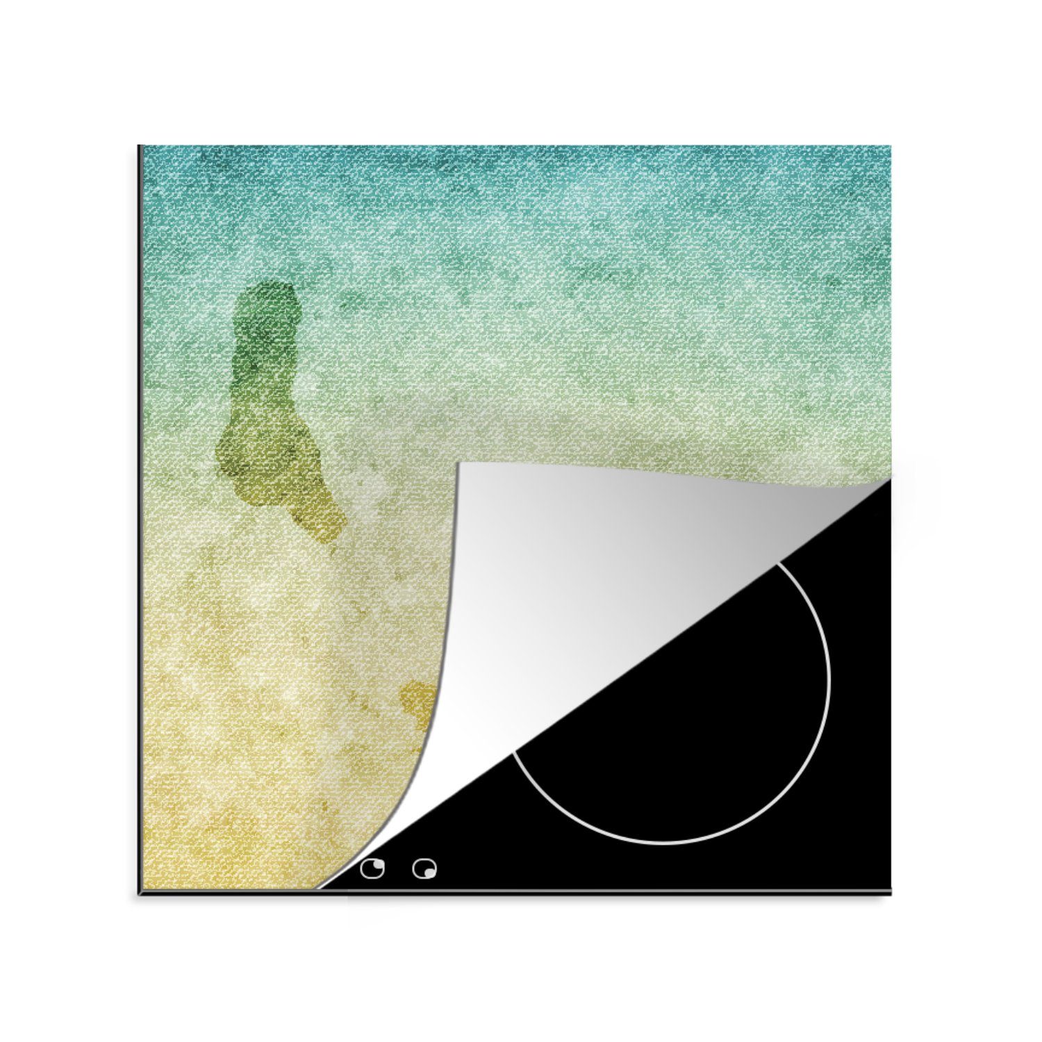 MuchoWow Herdblende-/Abdeckplatte Komoren Illustration (1 auf 78x78 Grunge-Leinwand Textur., Ceranfeldabdeckung, Arbeitsplatte einer küche tlg), cm, Vinyl, für