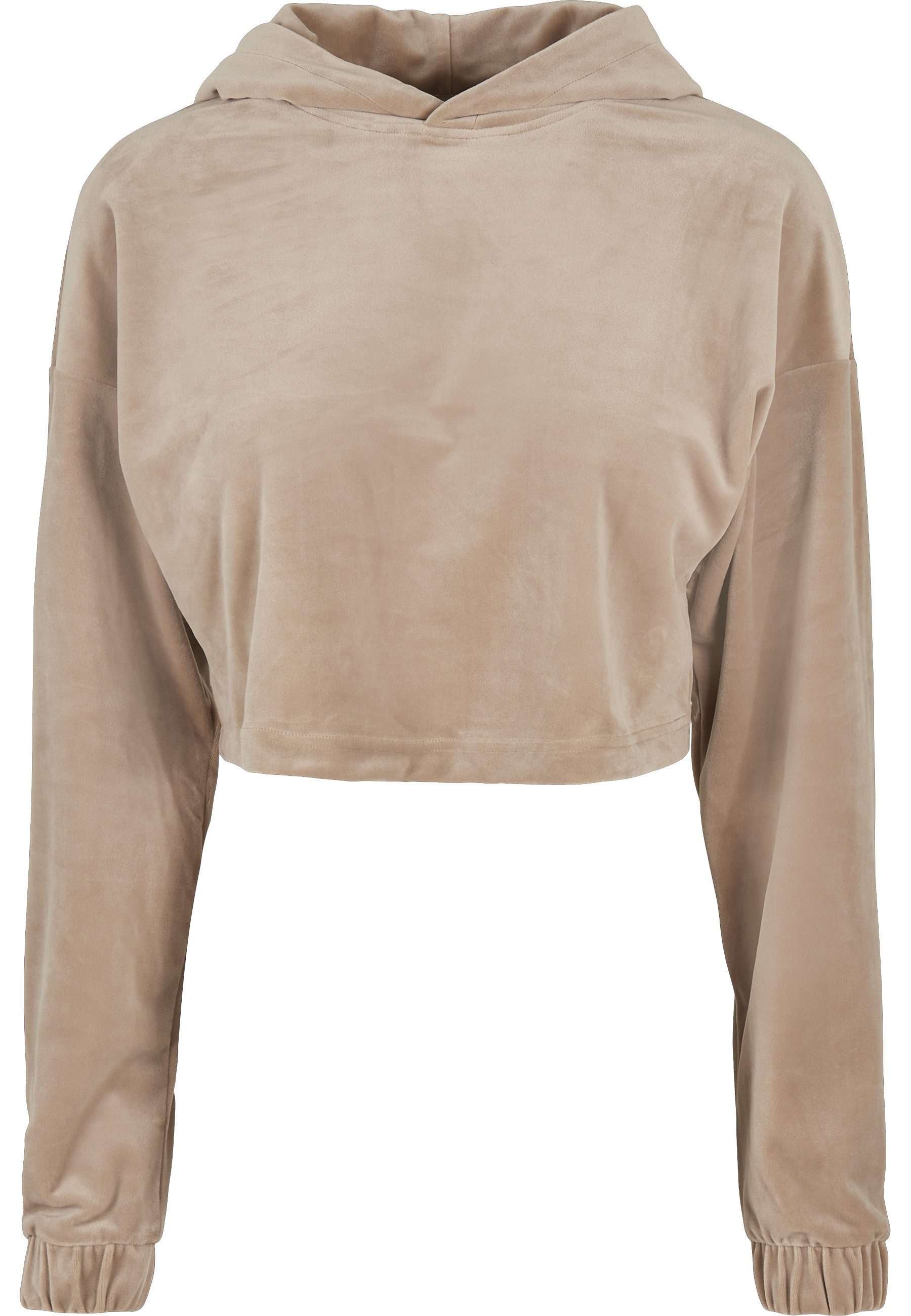URBAN CLASSICS Kapuzenpullover Urban Classics Damen Ladies Cropped Velvet Oversized Hoody (1-tlg)