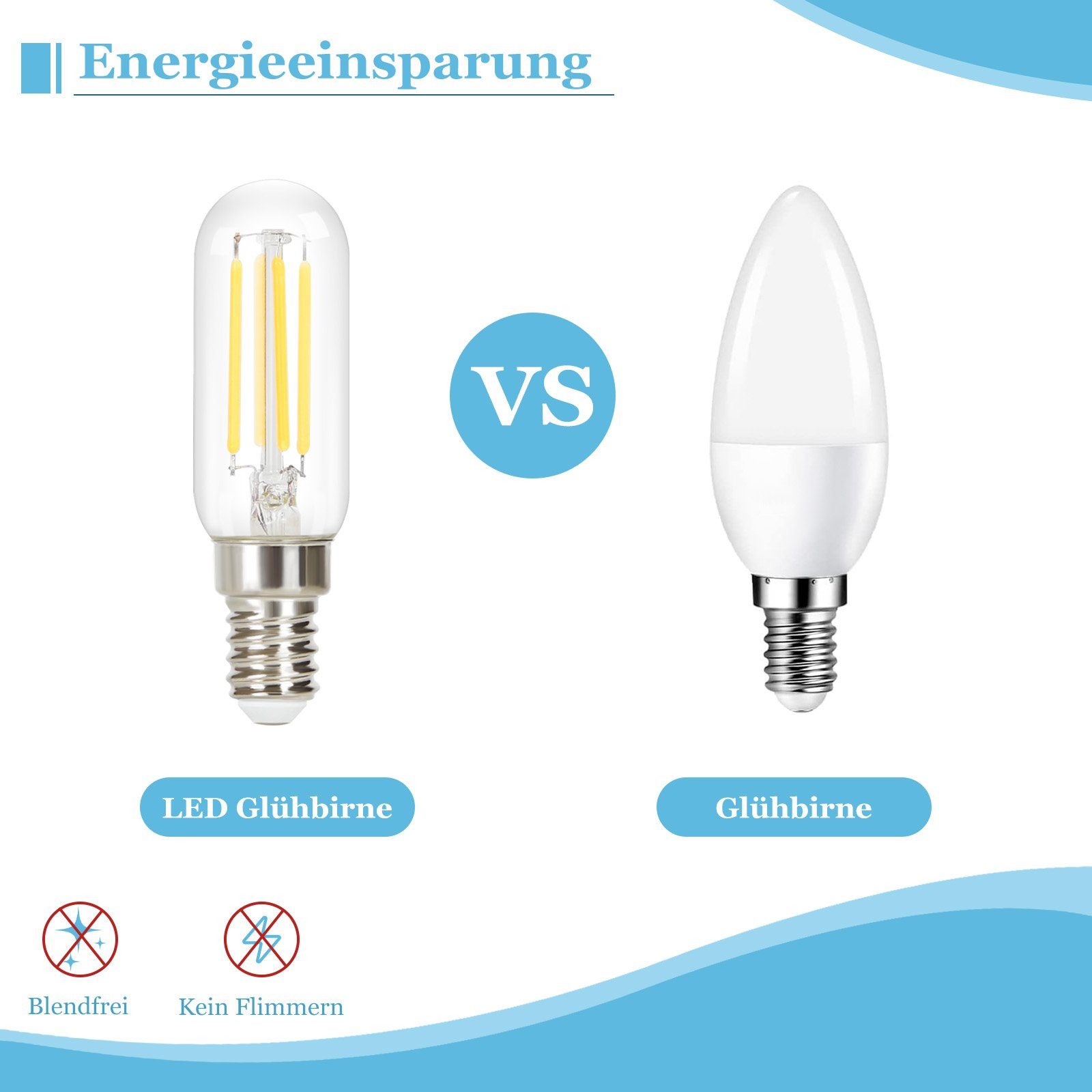 Glühbirnen LED 2 E14, Birnen 4W Lampe Energiesparlampe, 6000k St., LED-Leuchtmittel Vintage ZMH