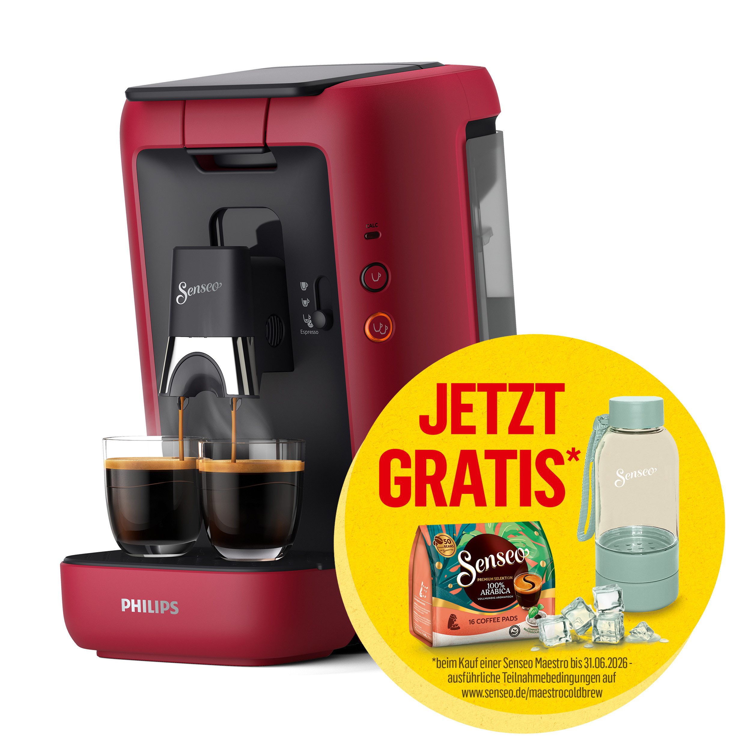 Philips Senseo Kaffeepadmaschine Maestro CSA260/90, mit drei Kaffee-Einstellungen, aus 80% rec. Plastik, Memo-Funktion