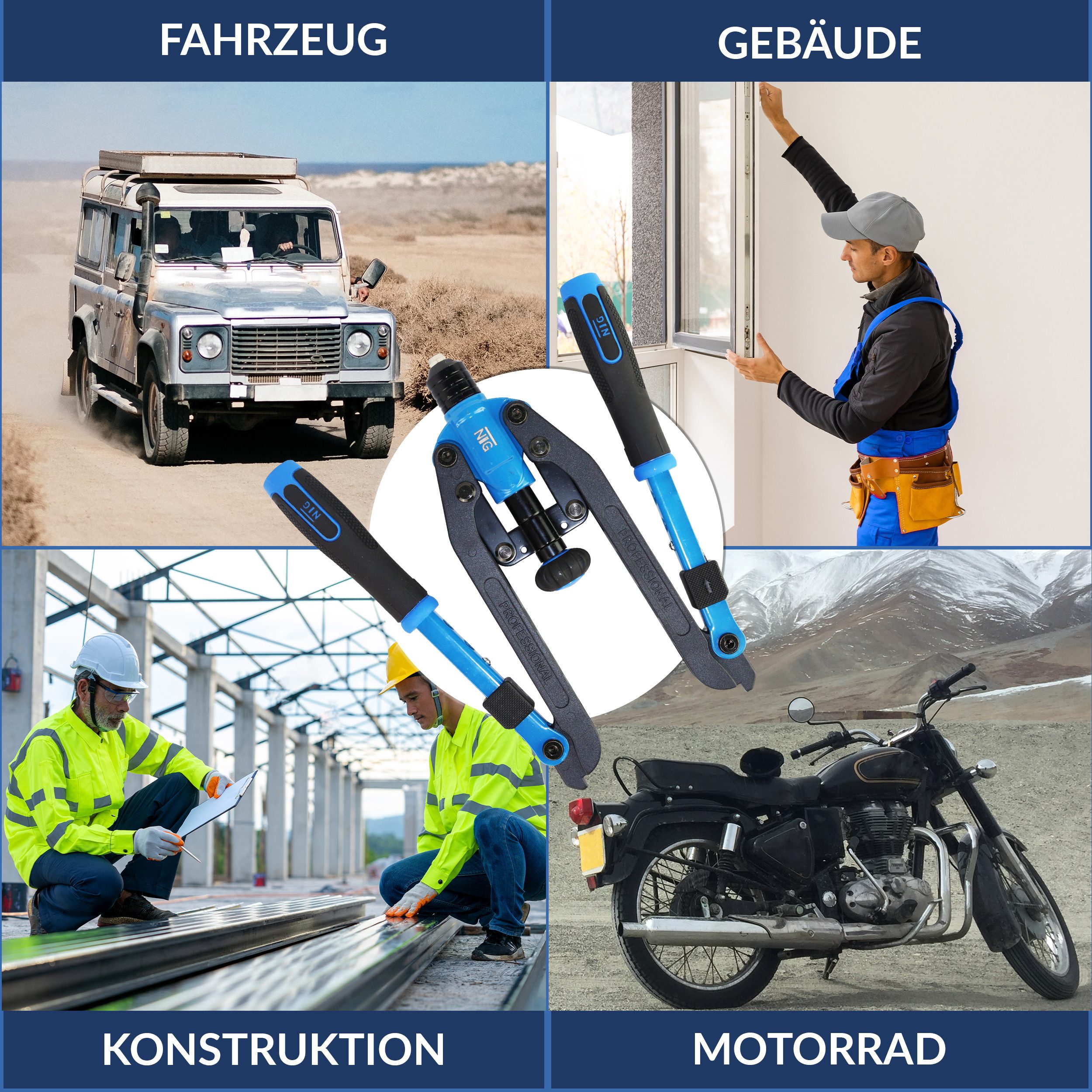 NTG Nutzfahrzeug Technik GmbH Blindnietzange Nietmutternzange Set 2 In 1 Nietmutter 86 tlg. + Aufbewahrungskoffer – Bild 5 von 5