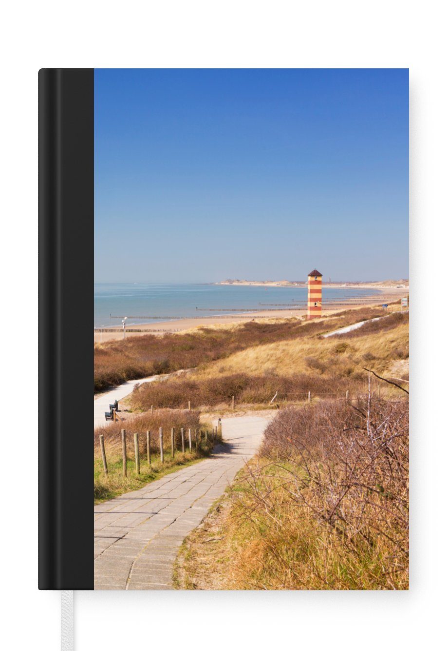 MuchoWow Notizbuch Strand - Meer - Leuchtturm - Niederlande, Journal, Merkzettel, Tagebuch, Notizheft, A5, 98 Seiten, Haushaltsbuch