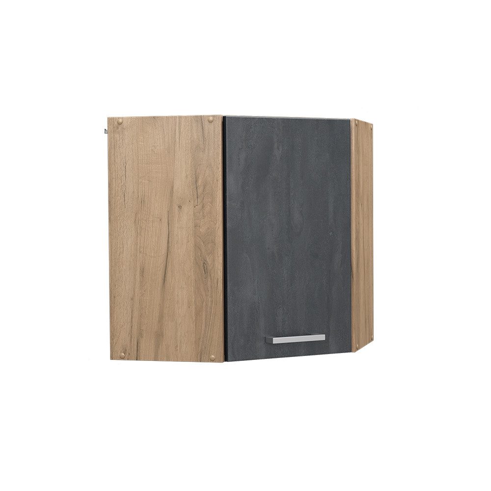 Vicco Eckhängeschrank R-Line, Schwarz Beton/Goldkraft Eiche, günstig online kaufen