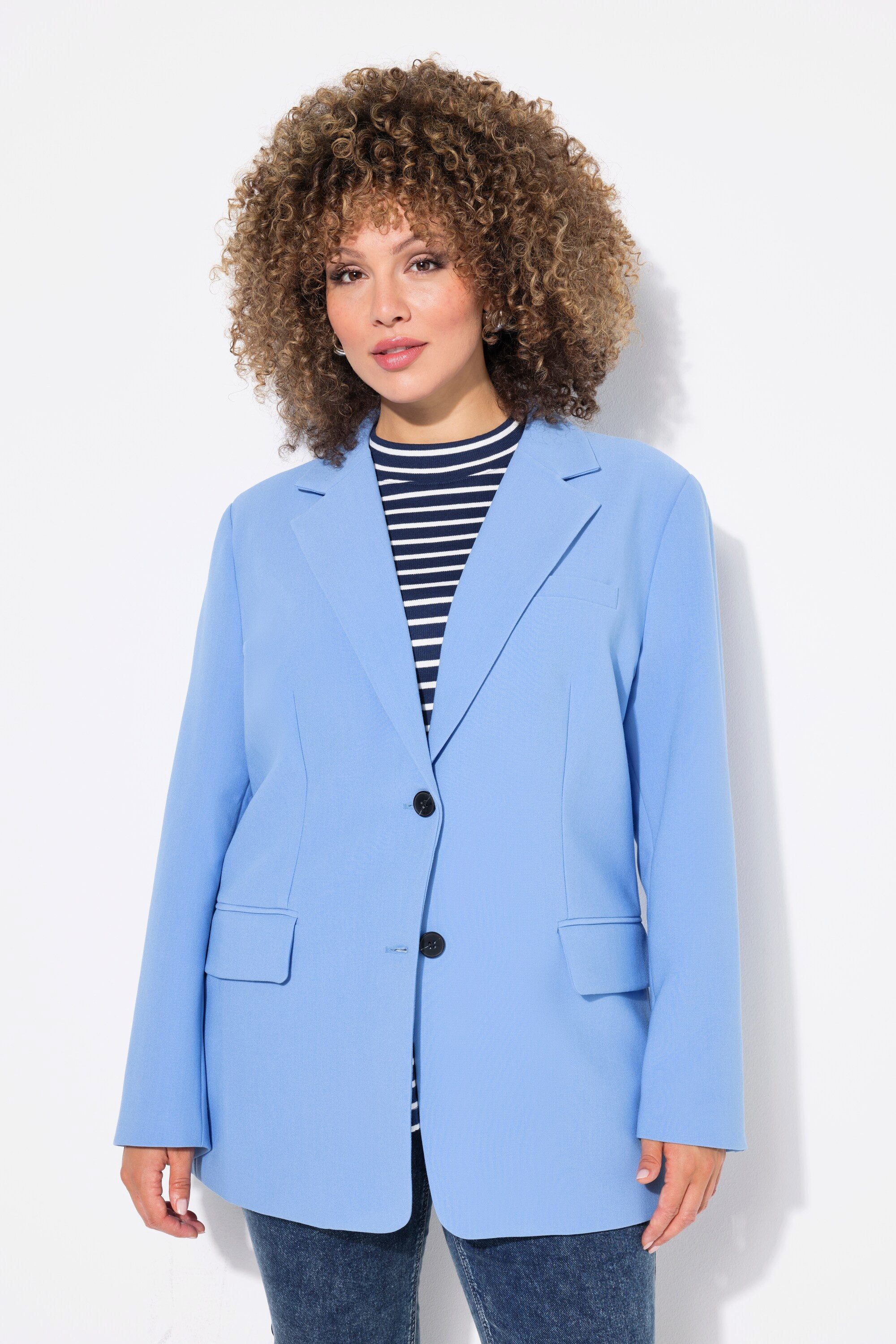 Blusenblazer Blazer oversized Reverskragen Knopfverschluss
