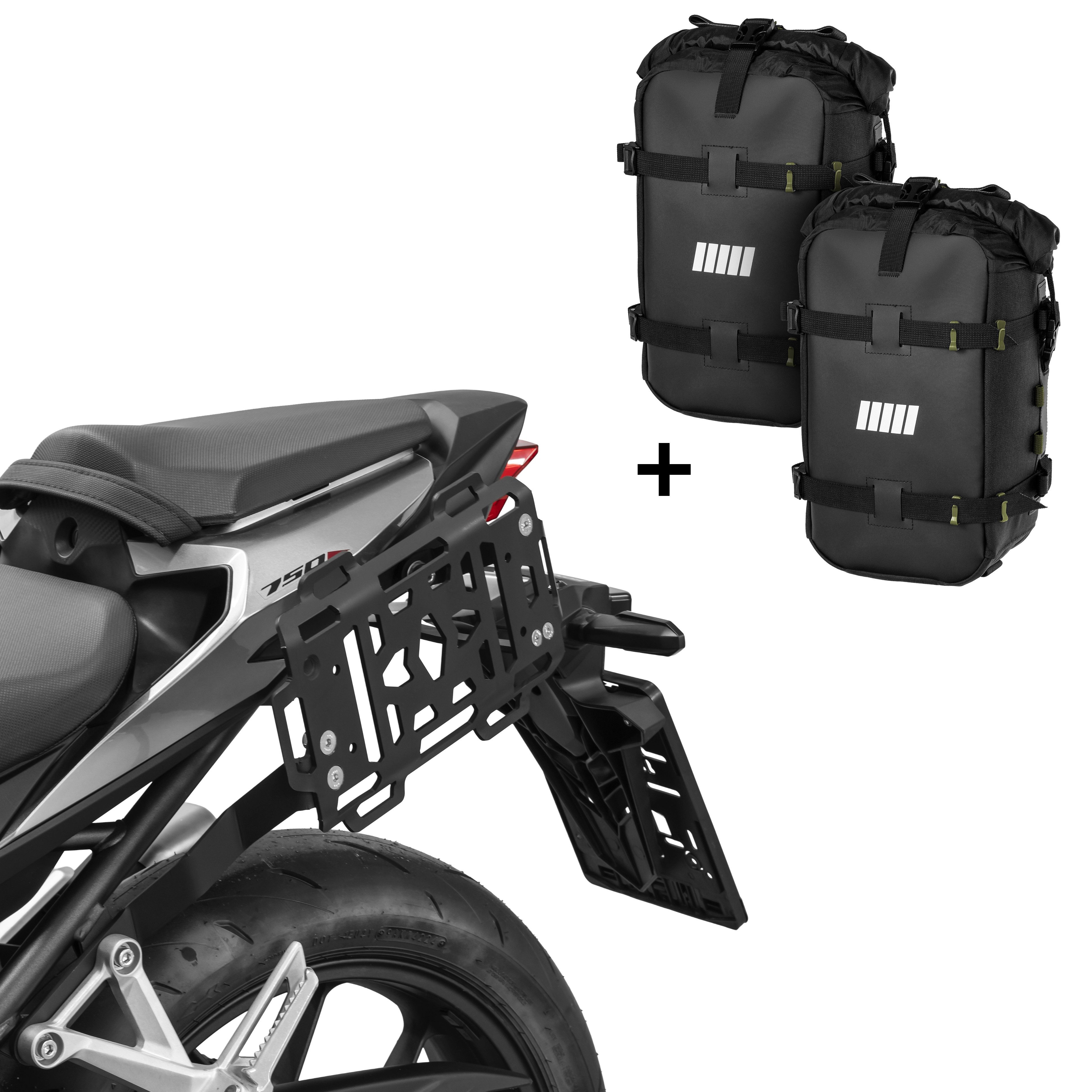 ZIEGER Fahrrad-Gepäckträger Hecktaschen-Set Rack inklusvie 2x(12 L) Taschen für Honda CB 750 Horn