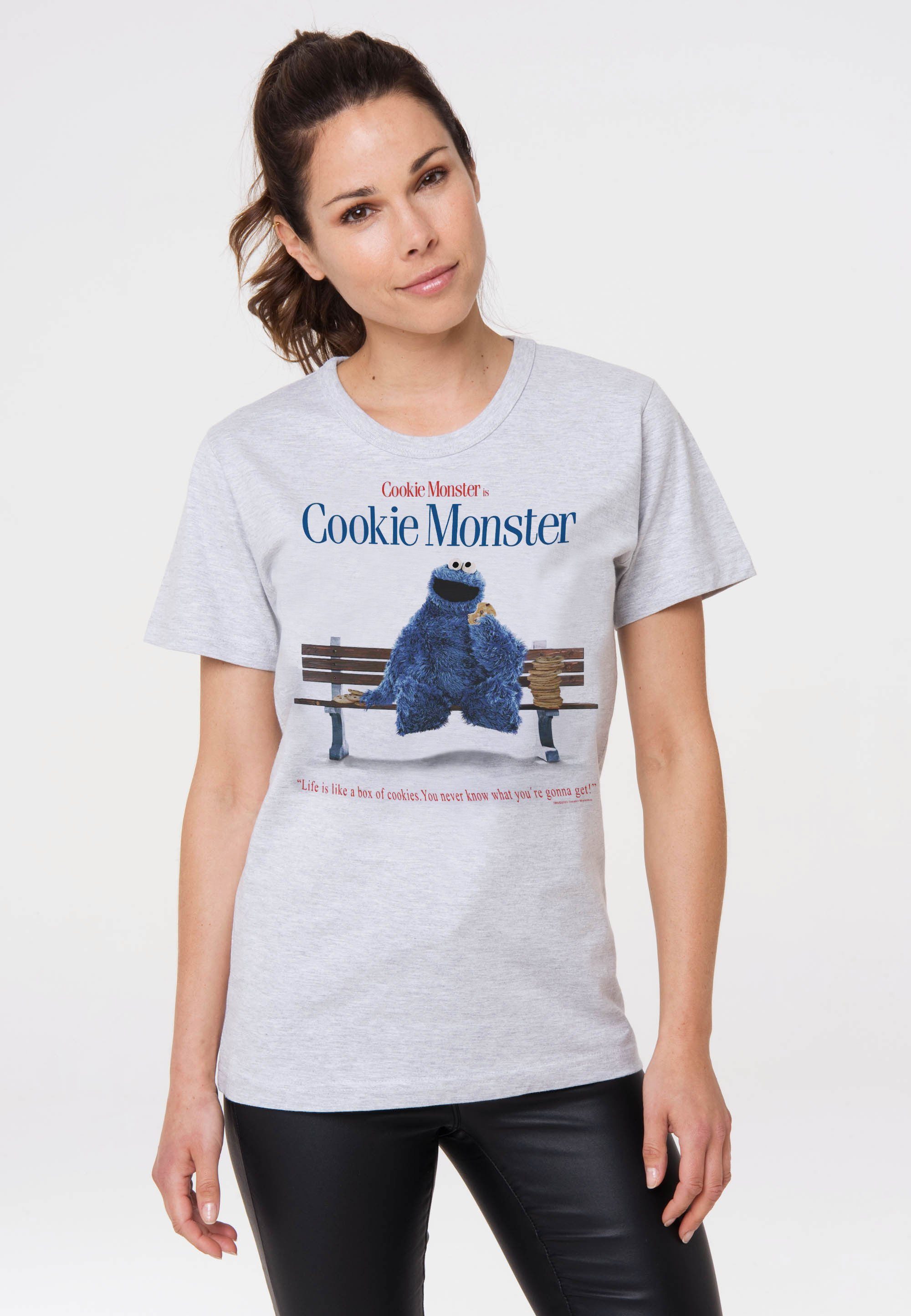 LOGOSHIRT T-Shirt Sesamstraße – vielen auch Dank formstabi mit Krümelmonster nach coolem Einlaufvorbehandlung Wäschen Print