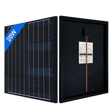 PFCTART Solarabsorber 20W Schwarz gerahmte Solarglasscheiben Monokristallines Solarpanel, Schaltkastenausgang ohne Klemme
