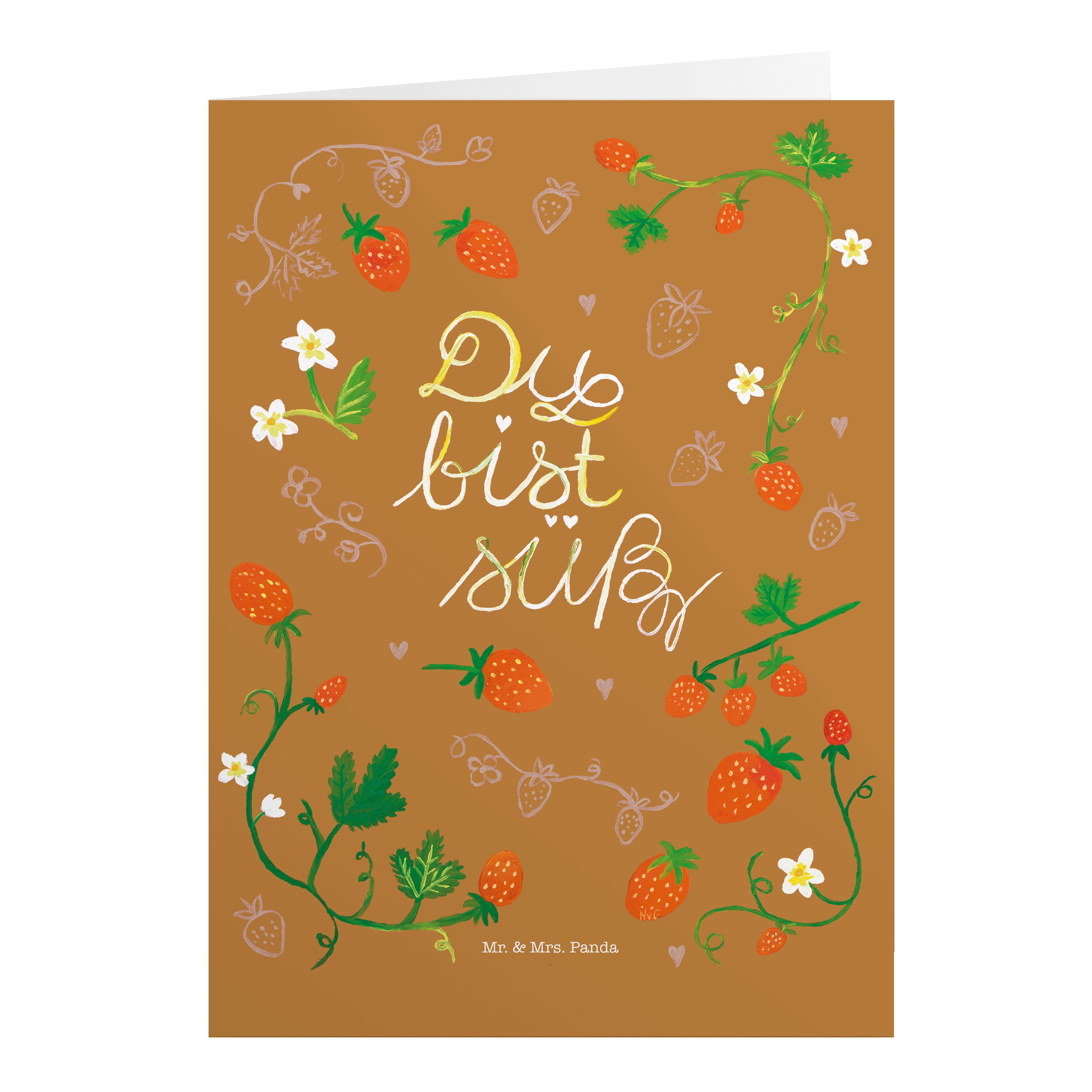 Mr. & Mrs. Panda Grußkarte »Erdbeeren Du bist süß Geschenk, Blumen Deko, Hochzeitskarte