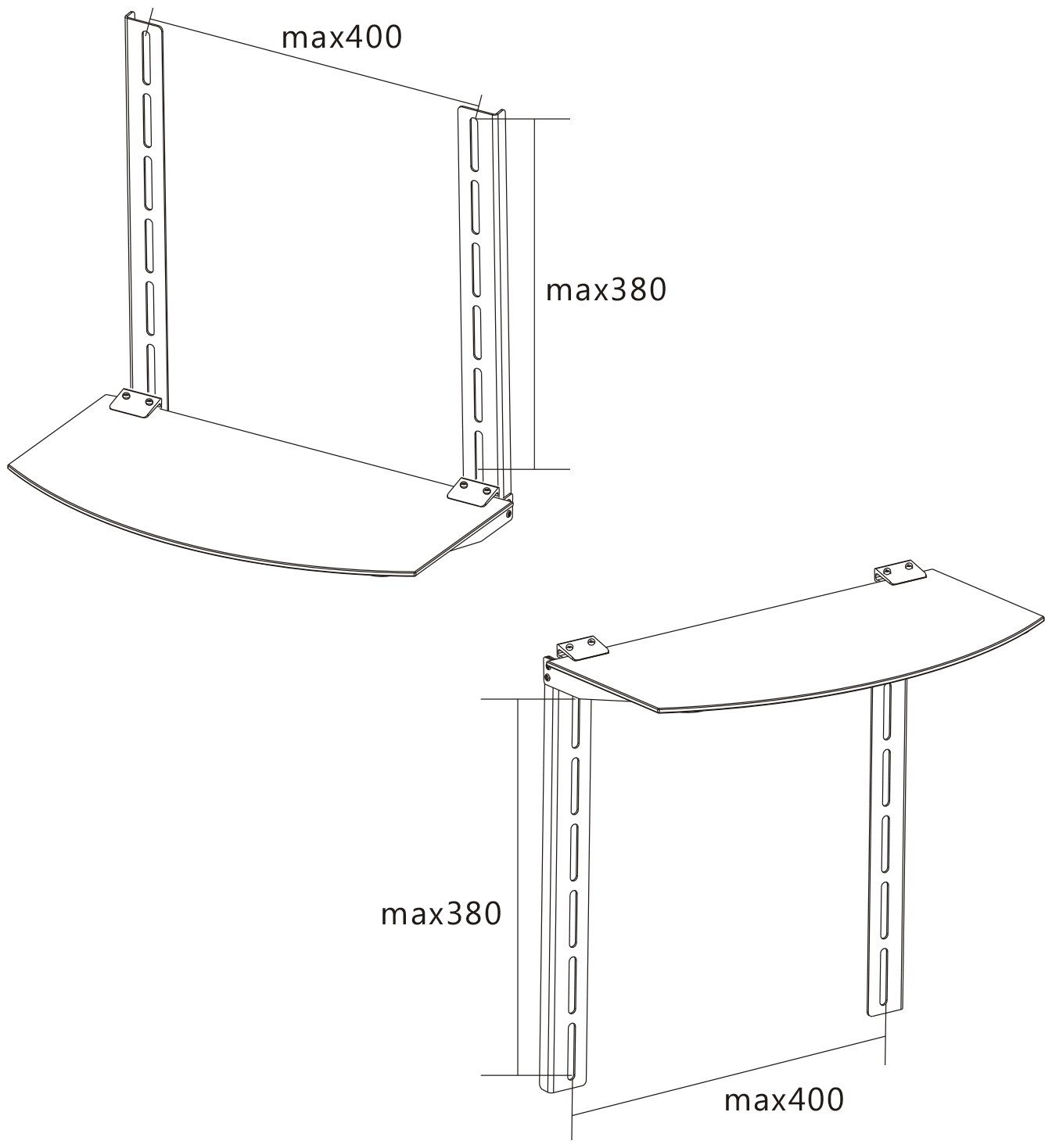TV-Wandhalterung Glaskonsole Receiver, AV-Zusatzgeräte für Media- Slim-Line und easylife VESA