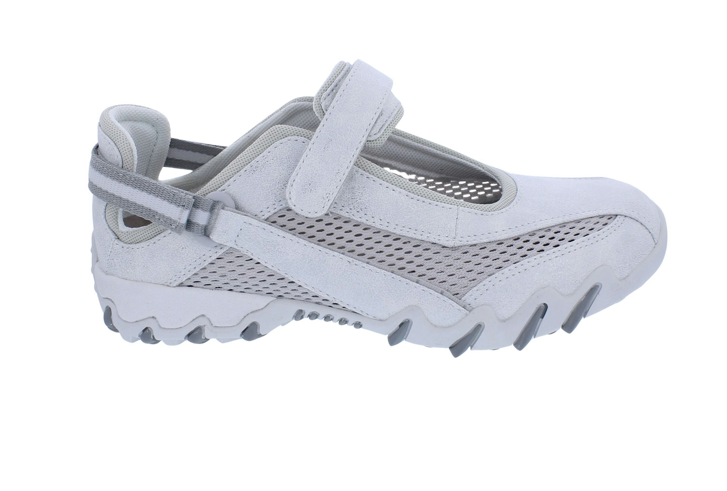 Allrounder by Mephisto Allrounder Sneaker Niro 68/61, Metallic-Leder mit offenem Mesh, Weiß, Klettschuh