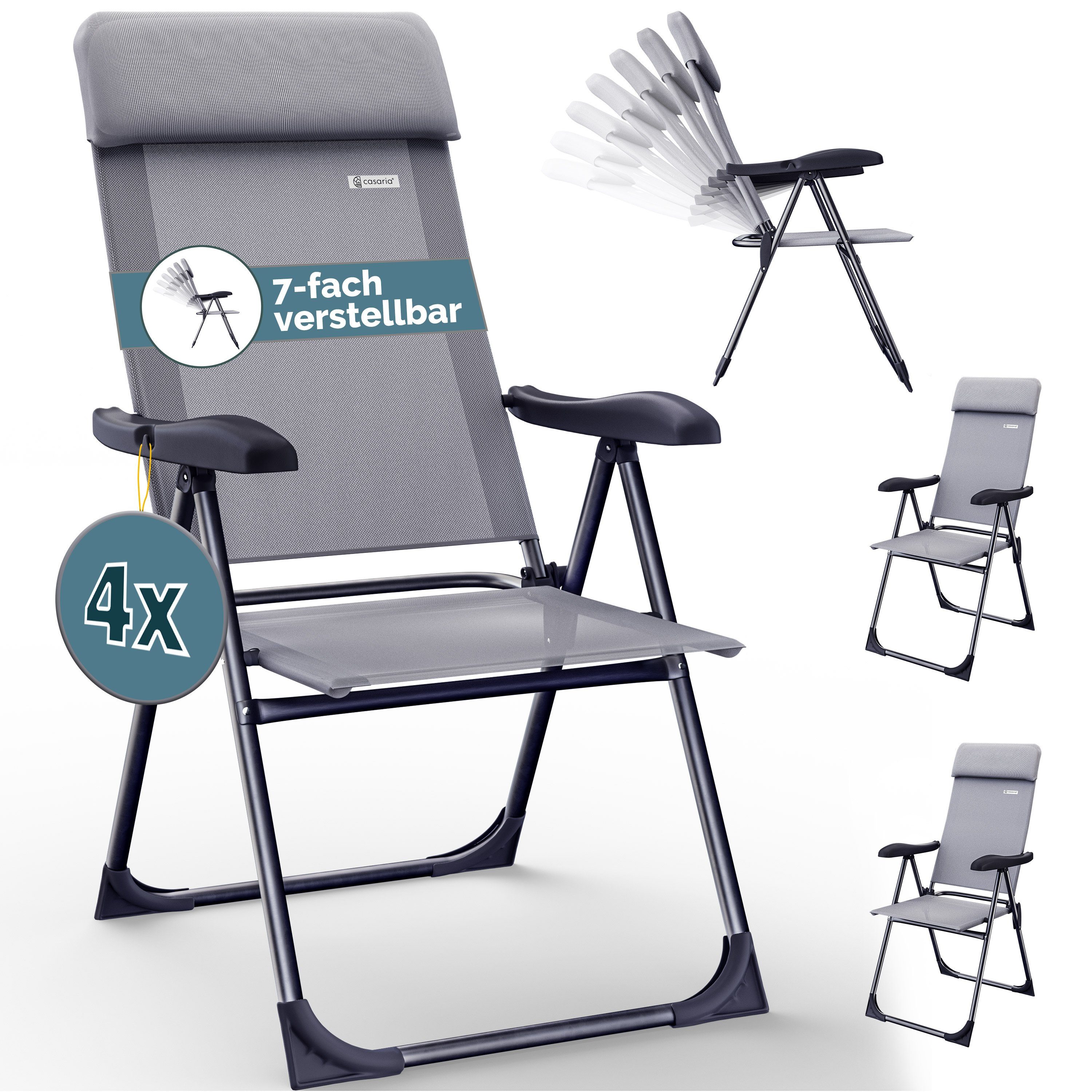 Casaria Gartenstuhl, Klappbar 4er Set 7-fach günstig online kaufen
