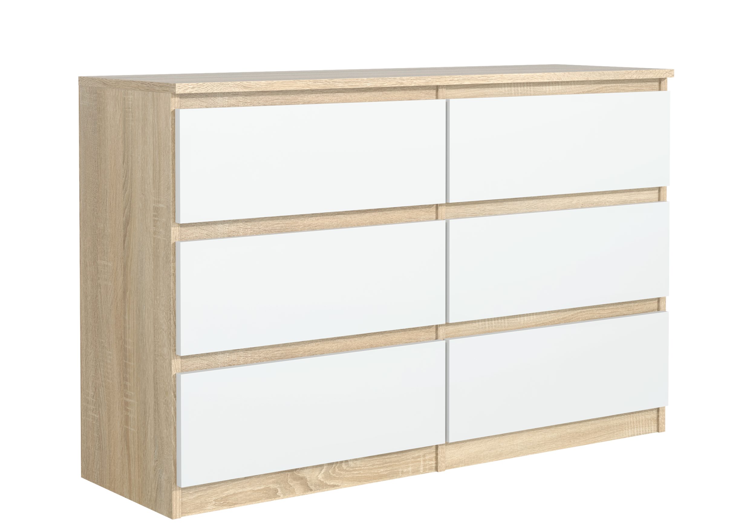 MAGOWA Schubkastenkommode Kommode 120cm - moderne Kommode mit 6 Schubladen für viel Stauraum (Breite 120cm Tiefe 39 cm Höhe 78,5 cm), Unterseite mit Gleitern für optimale Belüftung ausgestattet
