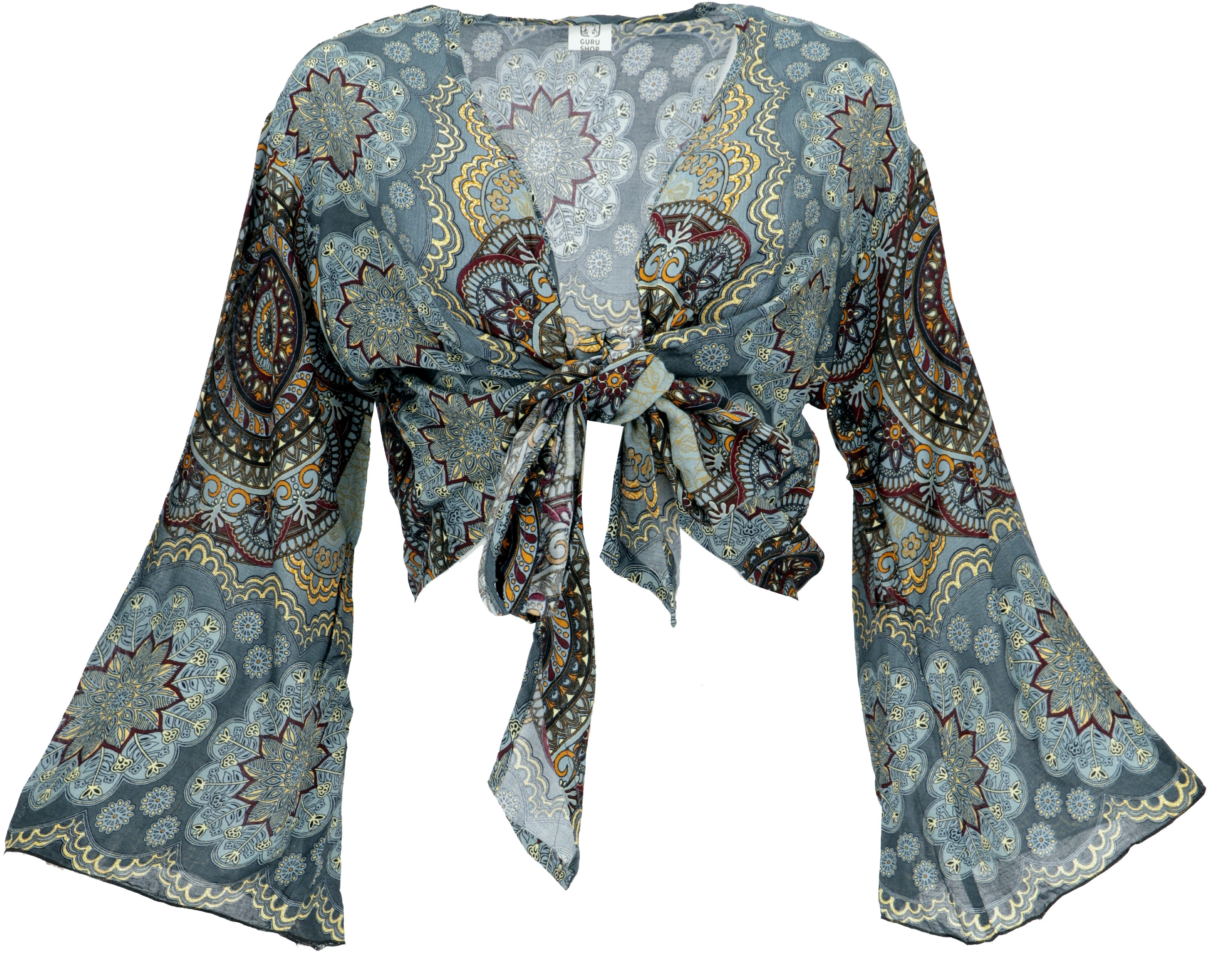 Guru-Shop Longbluse Kurztop, Boho Blusentop, Wickeltop, Wickelbluse.. alter günstig online kaufen