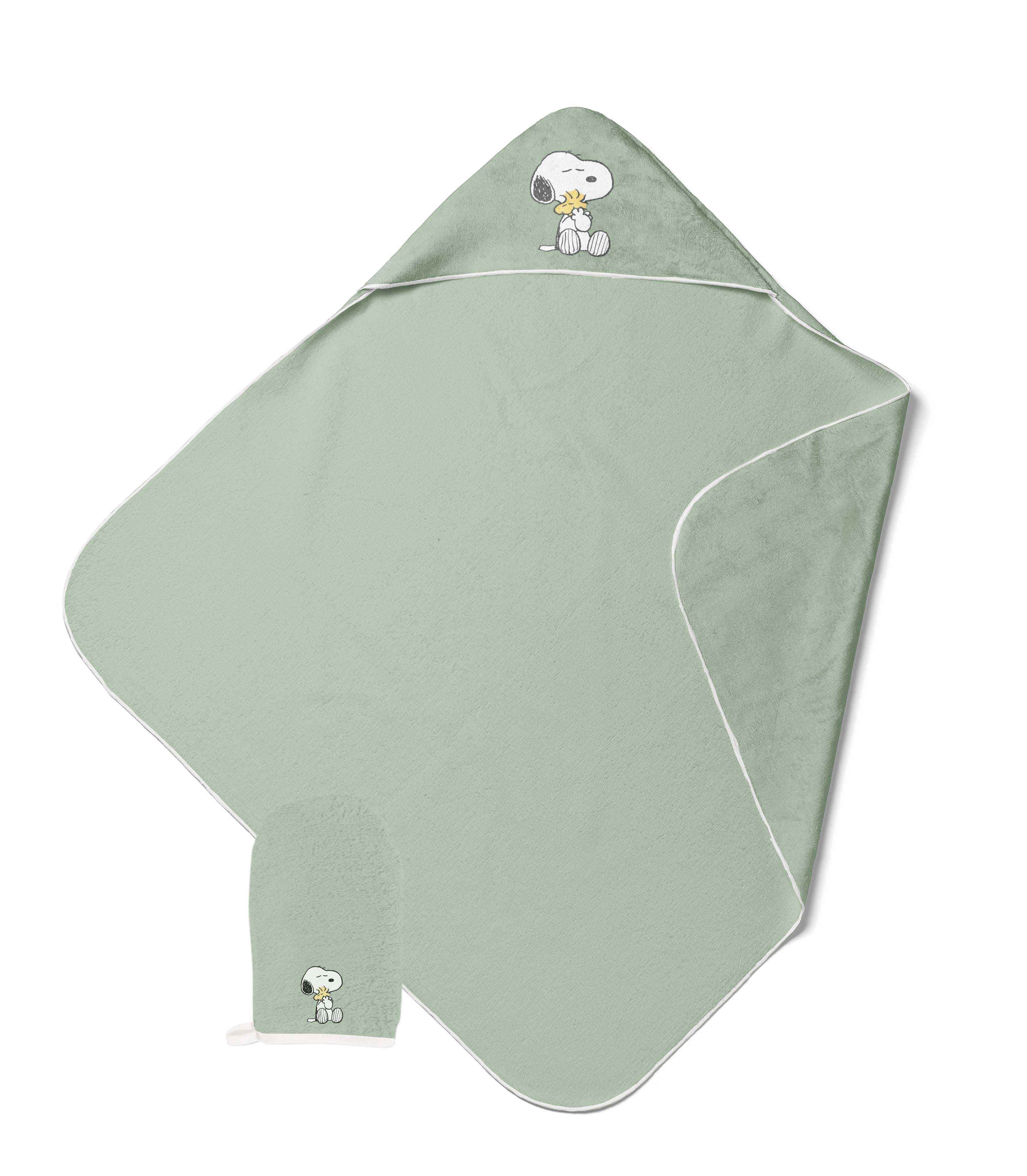 Kapuzenhandtuch Snoopy Peanuts Baby Handtuch mit Kapuze und Waschlappen 80x80 cm