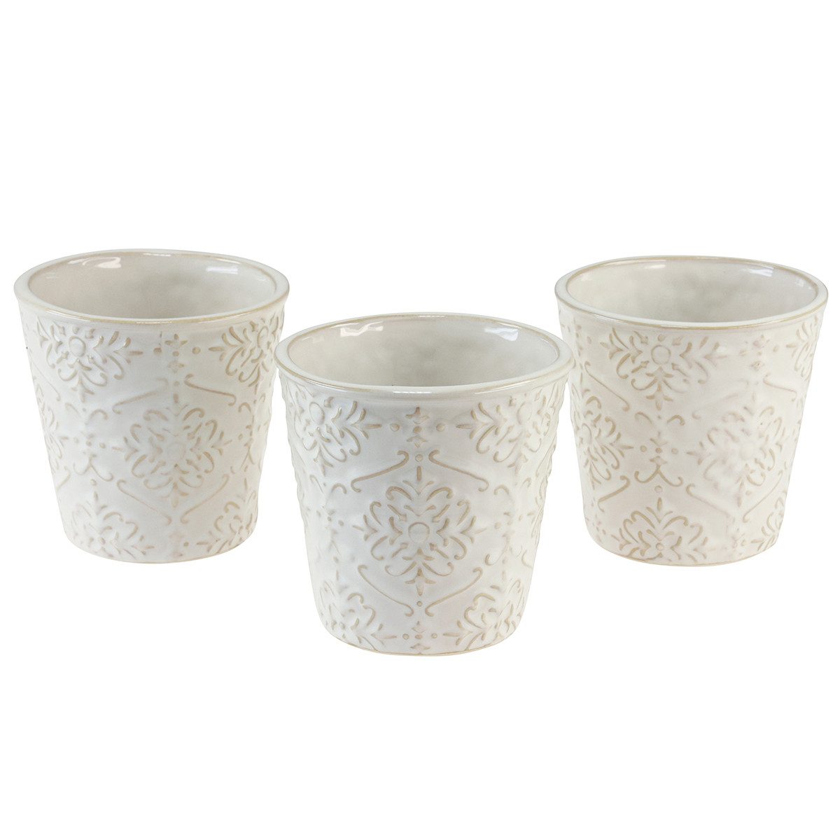 Florists Products Übertopf Keramik Übertopf Weiß Ø11cm H11cm 3er-Set Pflanztopf, 3 Stück