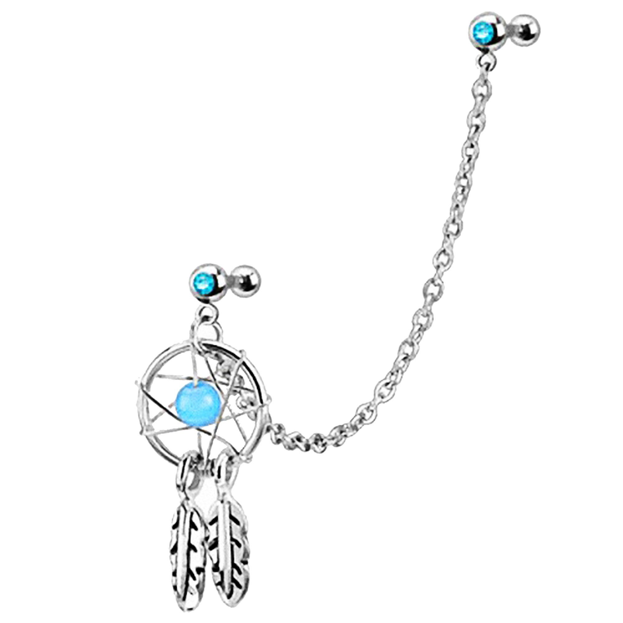 Piercing-Set Helix Tragus Ohrpiercing mit Kette Kristall Traumfänger