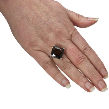 SKIELKA DESIGNSCHMUCK Silberring Rauchquarz Ring "Carè" 18 mm (Sterling Silber 925) (1-tlg), hochwertige Goldschmiedearbeit aus Deutschland