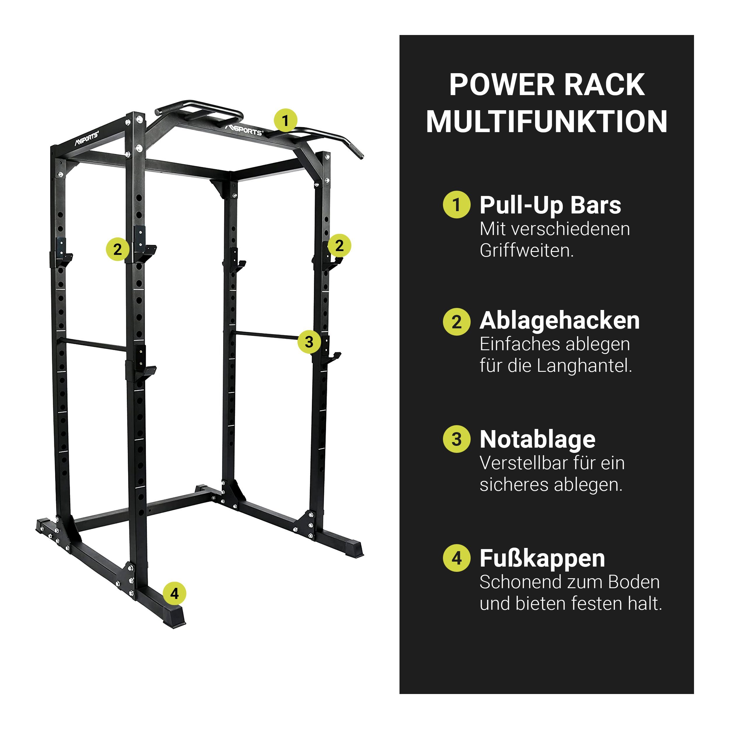 MSports® Kraftstation Power Rack kg Power Hantelstange Cage Rack bis 200 Kraftstation 215x120x140 + - cm Premium H/B/T