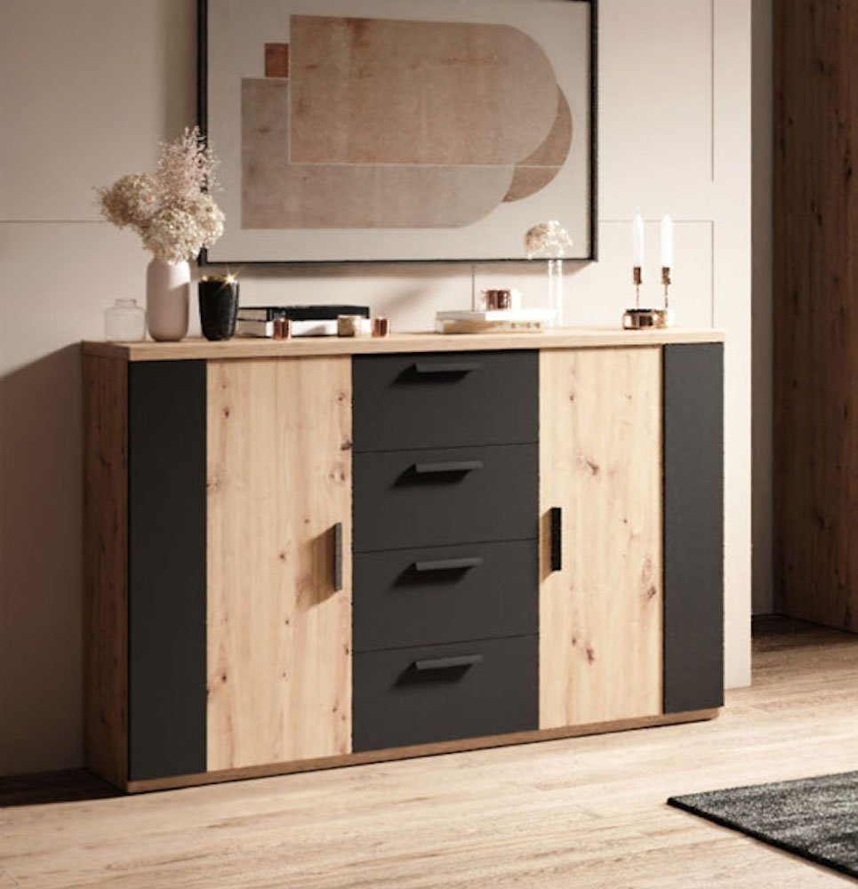 Helvetia Kommode Sevilla (Sigma, 1 St), 132cm Farbe wählbar 2-türig mit 4 Schubladen