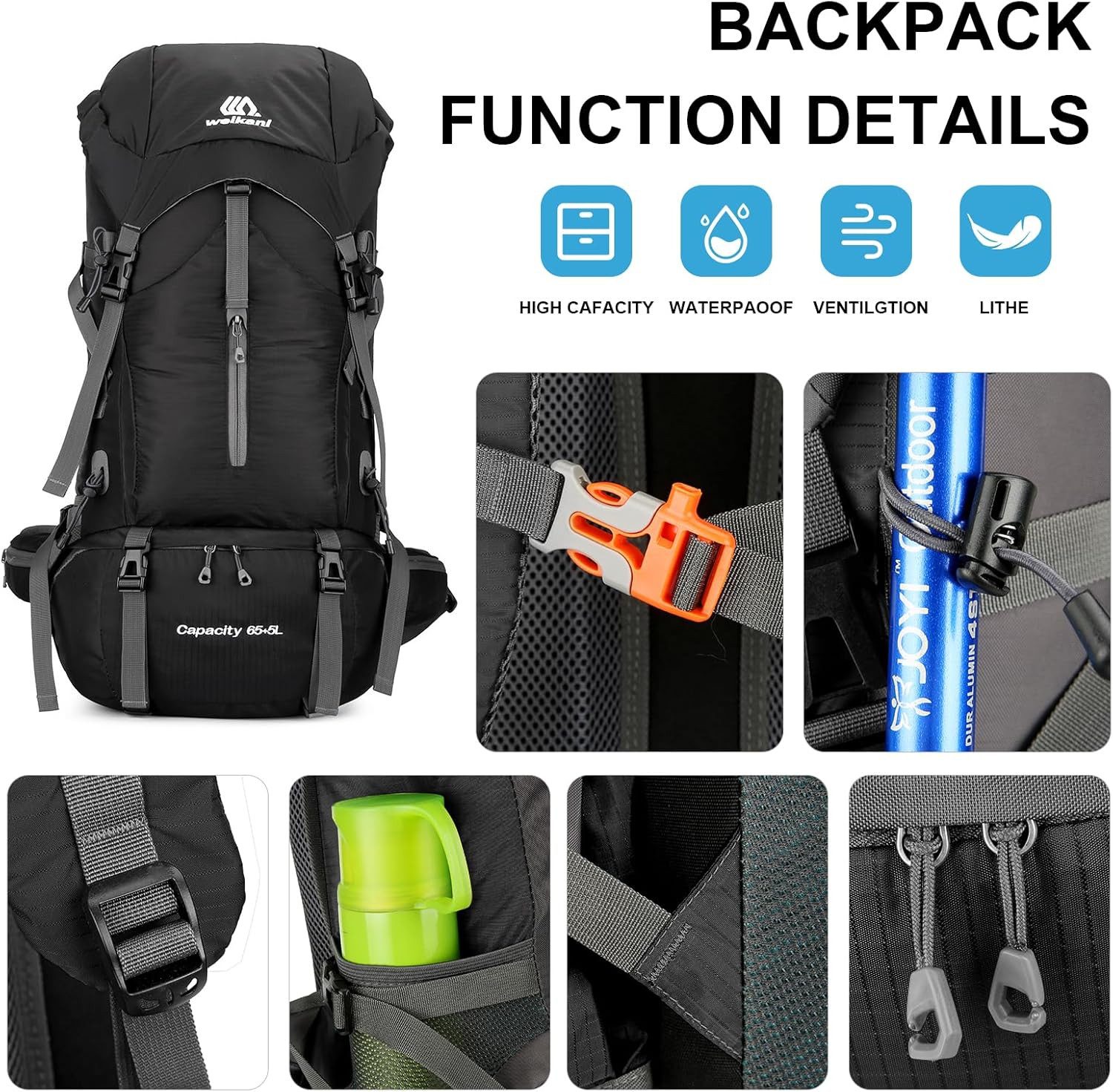 ibettertec Wanderrucksack, 70L Trekkingrucksack Reiserucksack Outdoorrucksa günstig online kaufen